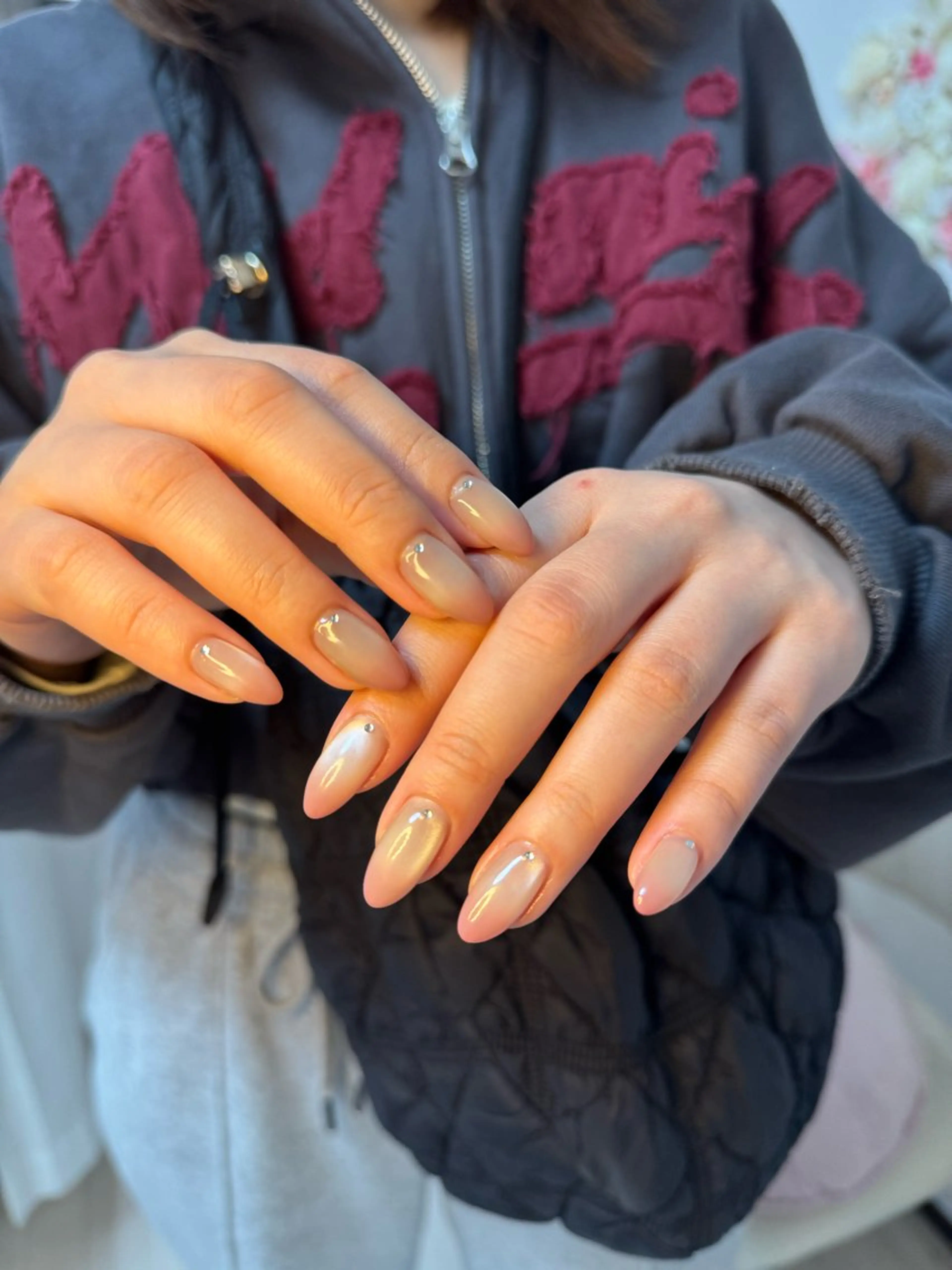 ネイル アートネイル オーロラネイル チークネイル フレンチネイル ガラスフレンチ ハンドネイル 🎀🎀YooLi Nail Salonのネイルデザイン