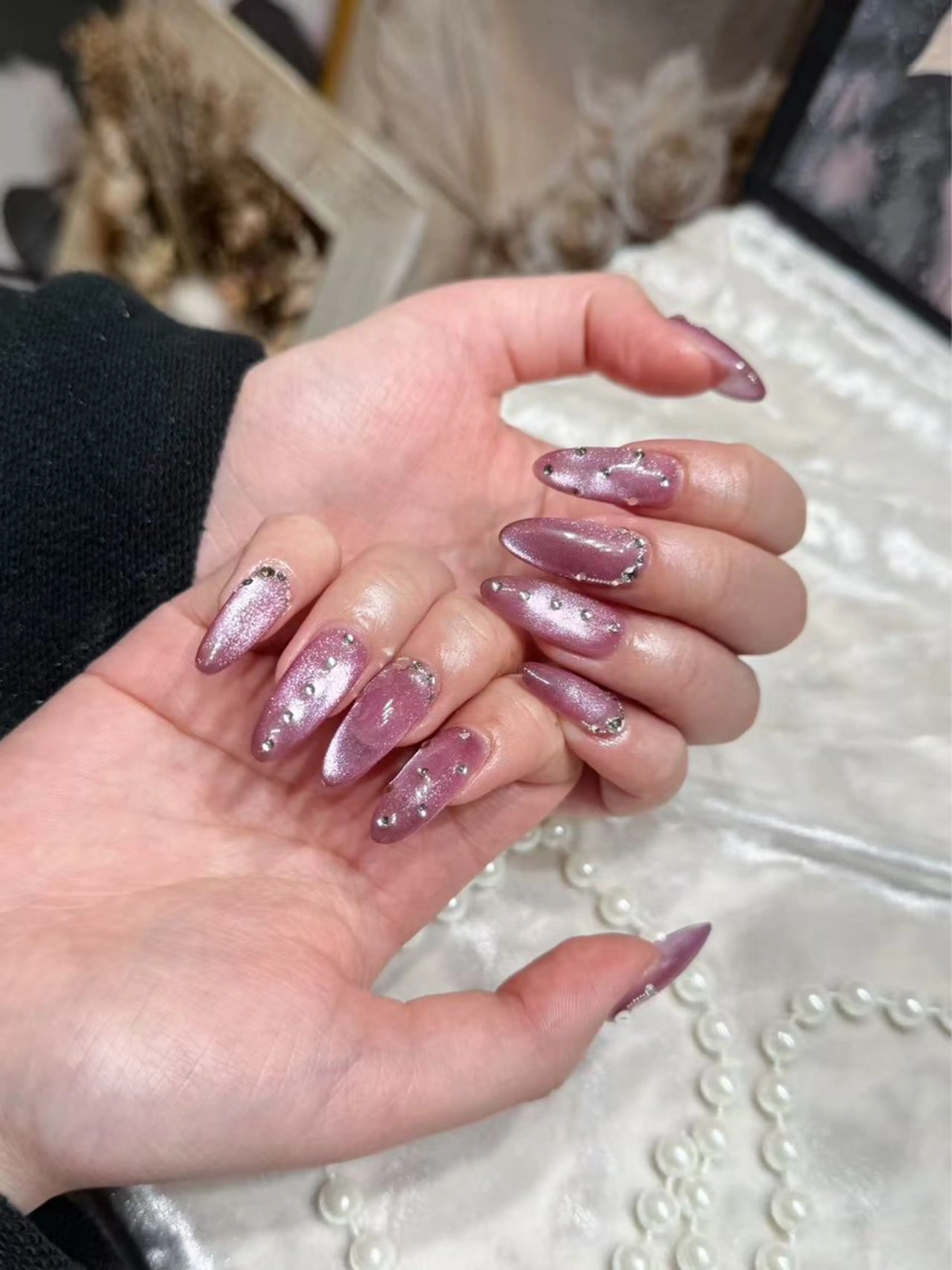 ネイル アートネイル フットネイル ジェルネイル ハート マグネットネイル Babarla　Nail　Salon所属・babarla Nailのネイルデザイン