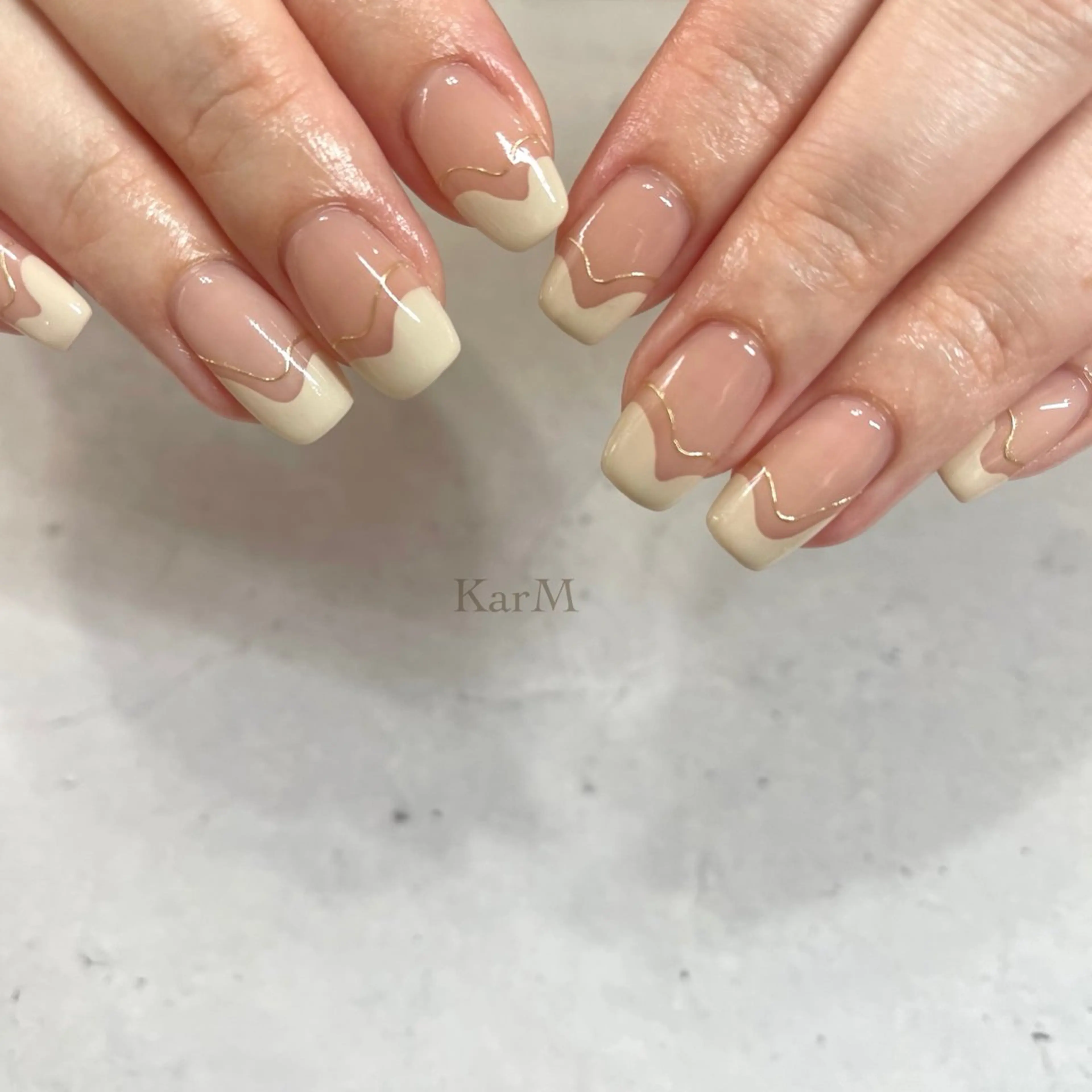 ネイル オーロラネイル チークネイル フラッシュネイル フレンチネイル ゴールド ハンドネイル ogino karinのネイルデザイン