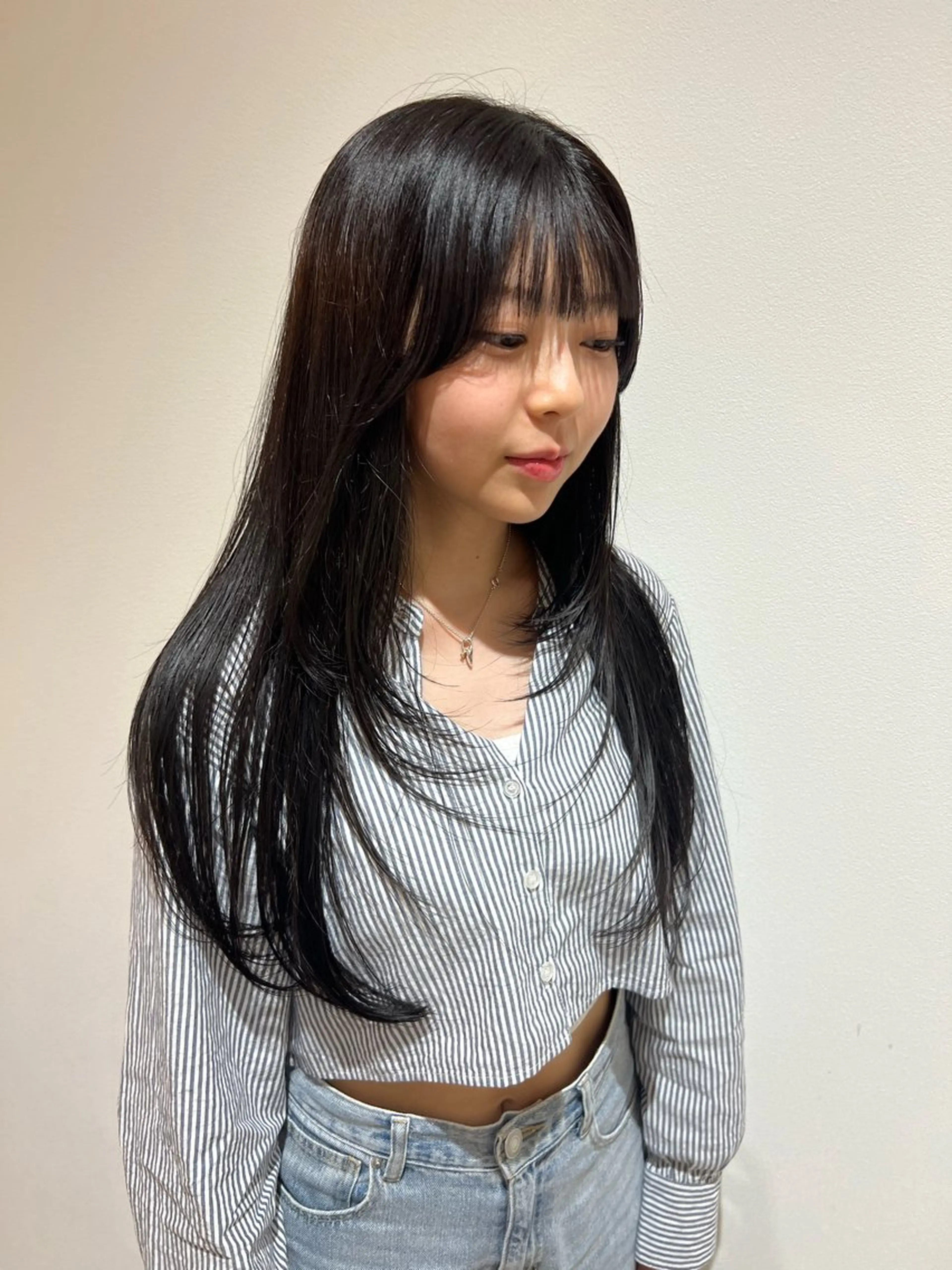 ロング 顔周りカット レイヤーカット 小顔カット 加納千華 /ボブ/ぱつっとボブのヘアスタイル