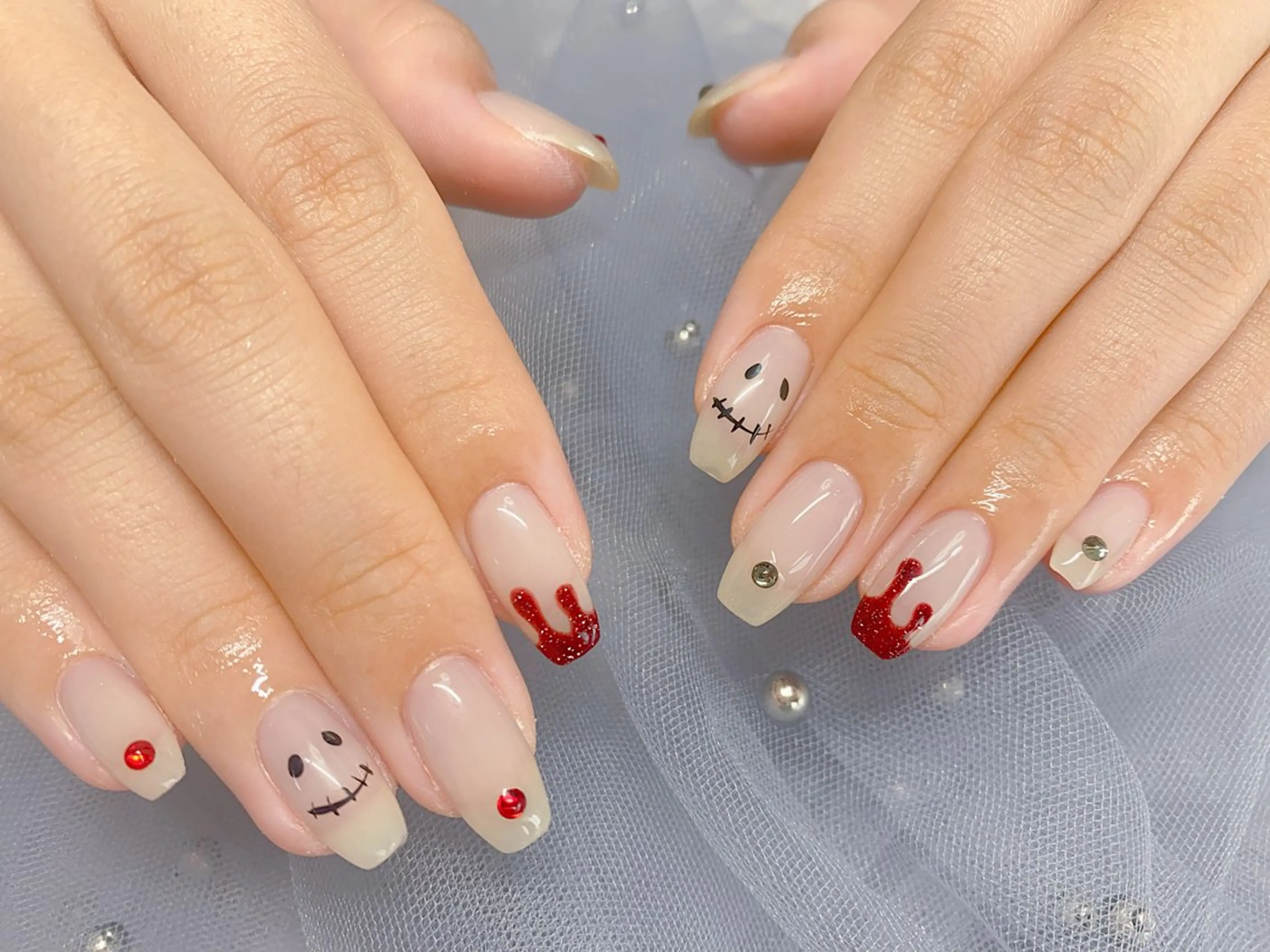 ネイル ハロウィン ストーンネイル ハンドネイル Jasmine nailsalon所属・ジャスミン ネイルサロンのネイルデザイン