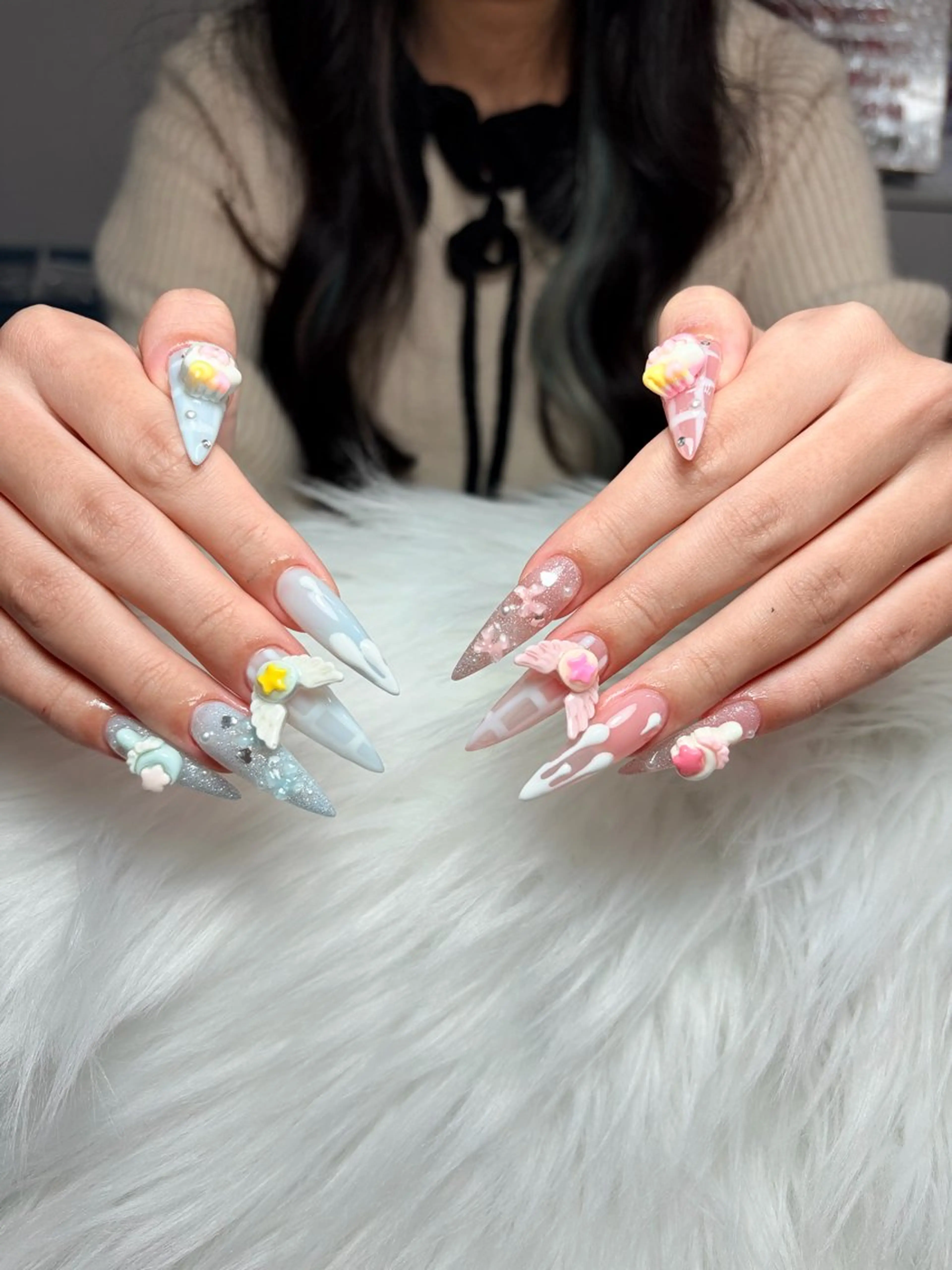 ネイル アートネイル 長さ出し ジェルネイル マグネットネイル ニュアンスネイル Cloudy Chan Nailのネイルデザイン