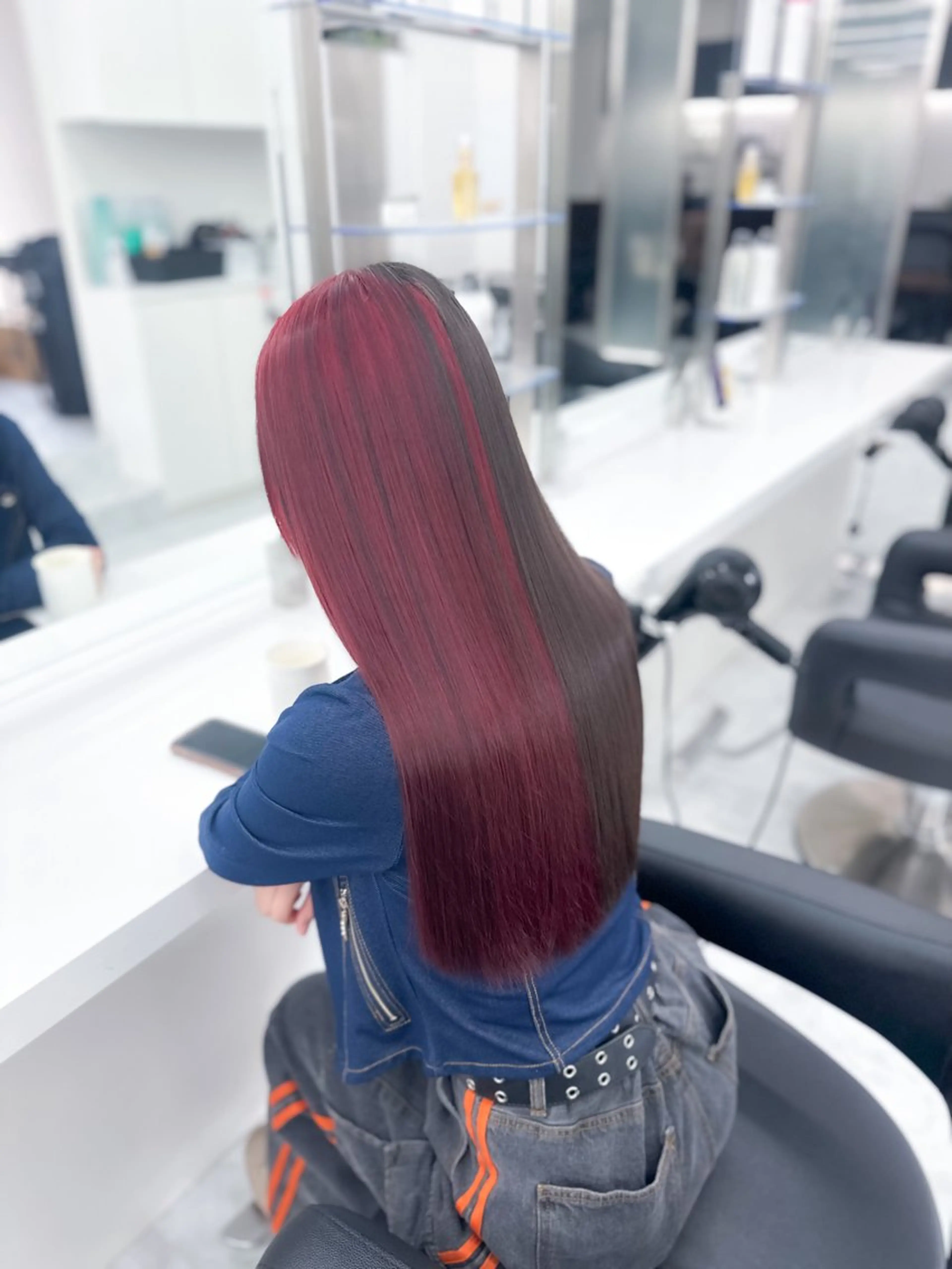 ロング カラー ウルフ&レイヤー特化 まとまる美髪矯正のヘアスタイル