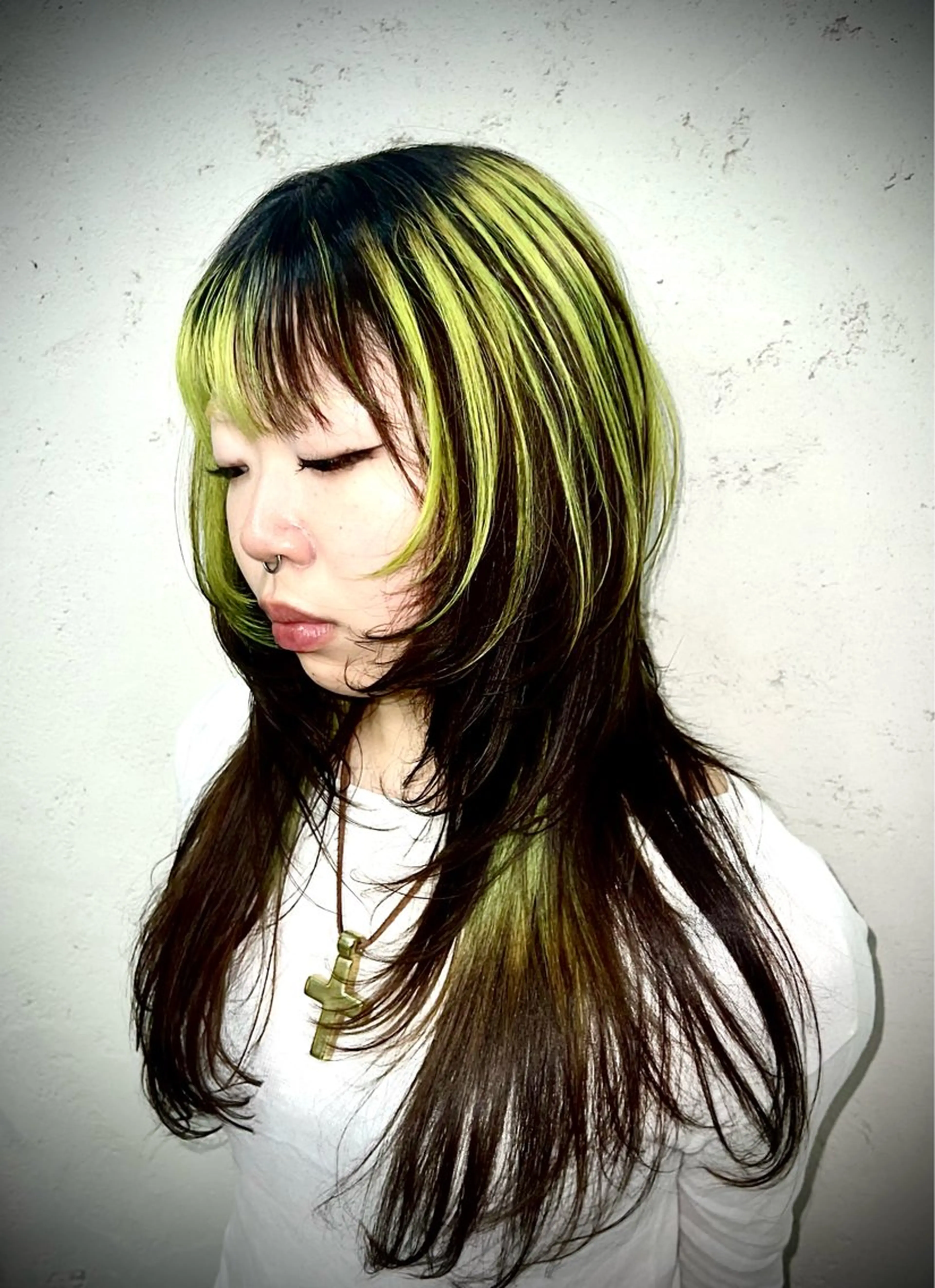 ロング ハッシュカット レイヤーカット ハイトーン/平成 ウルフ/V系kanaのヘアスタイル