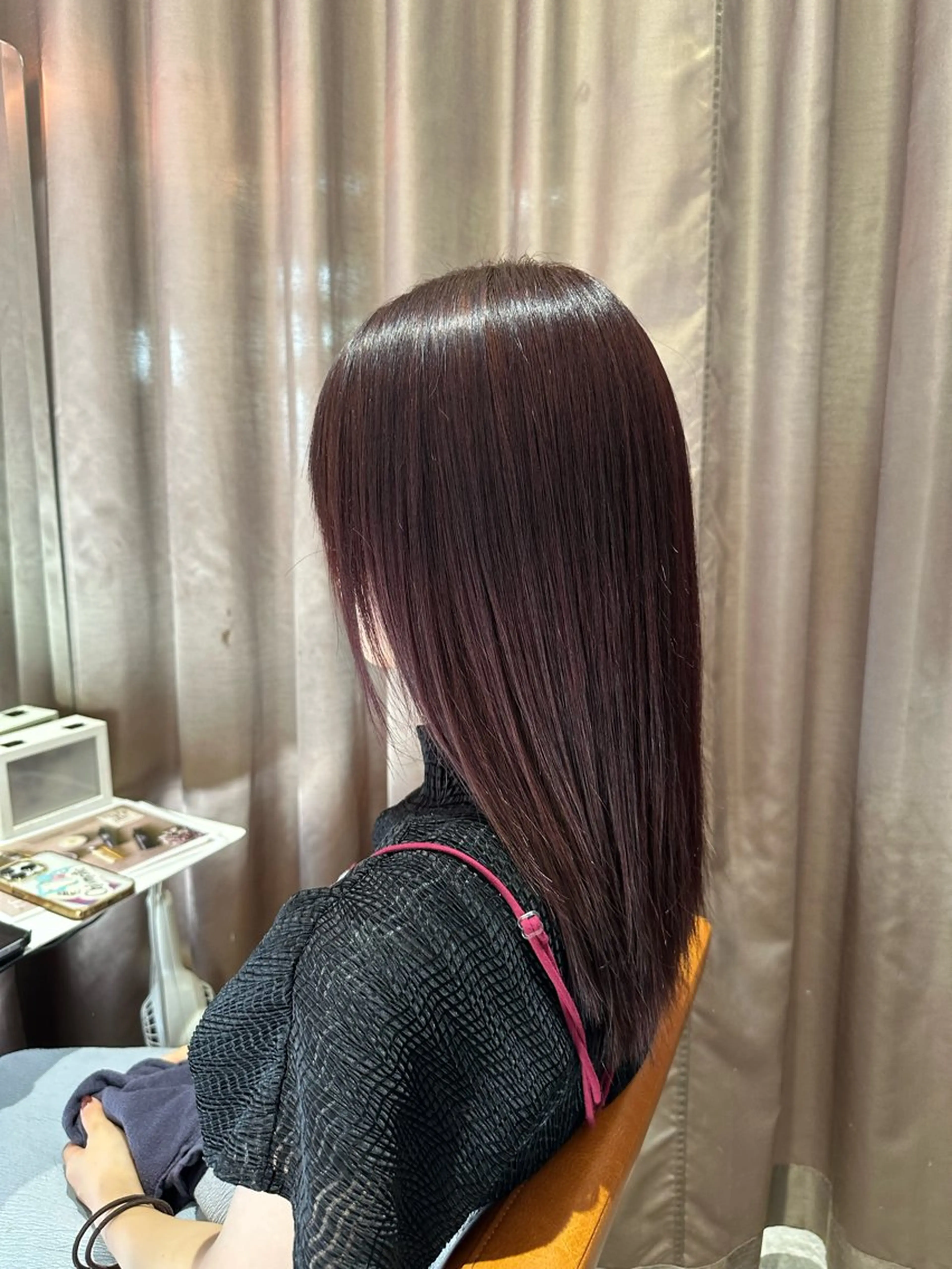 ロング カラー ボルドーカラー トリートメント 恵比寿/髪質改善/ メンズカット/森和輝のヘアスタイル