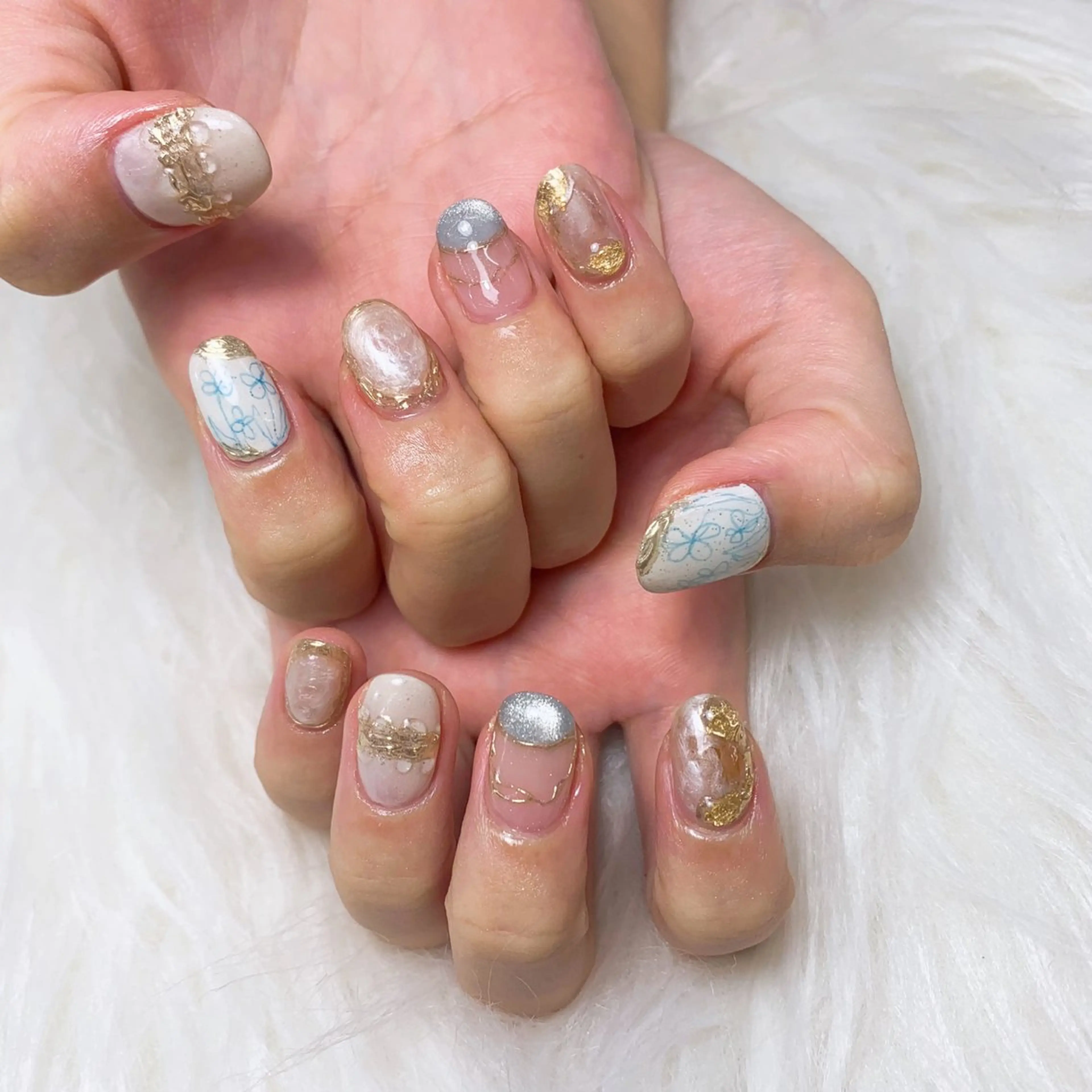 ごてごて系ニュアンスアートし放題【オフあり】■オフ無料 ★ファイル★ドライケア◆持込みデザインＯＫ♪90分内アート！の写真