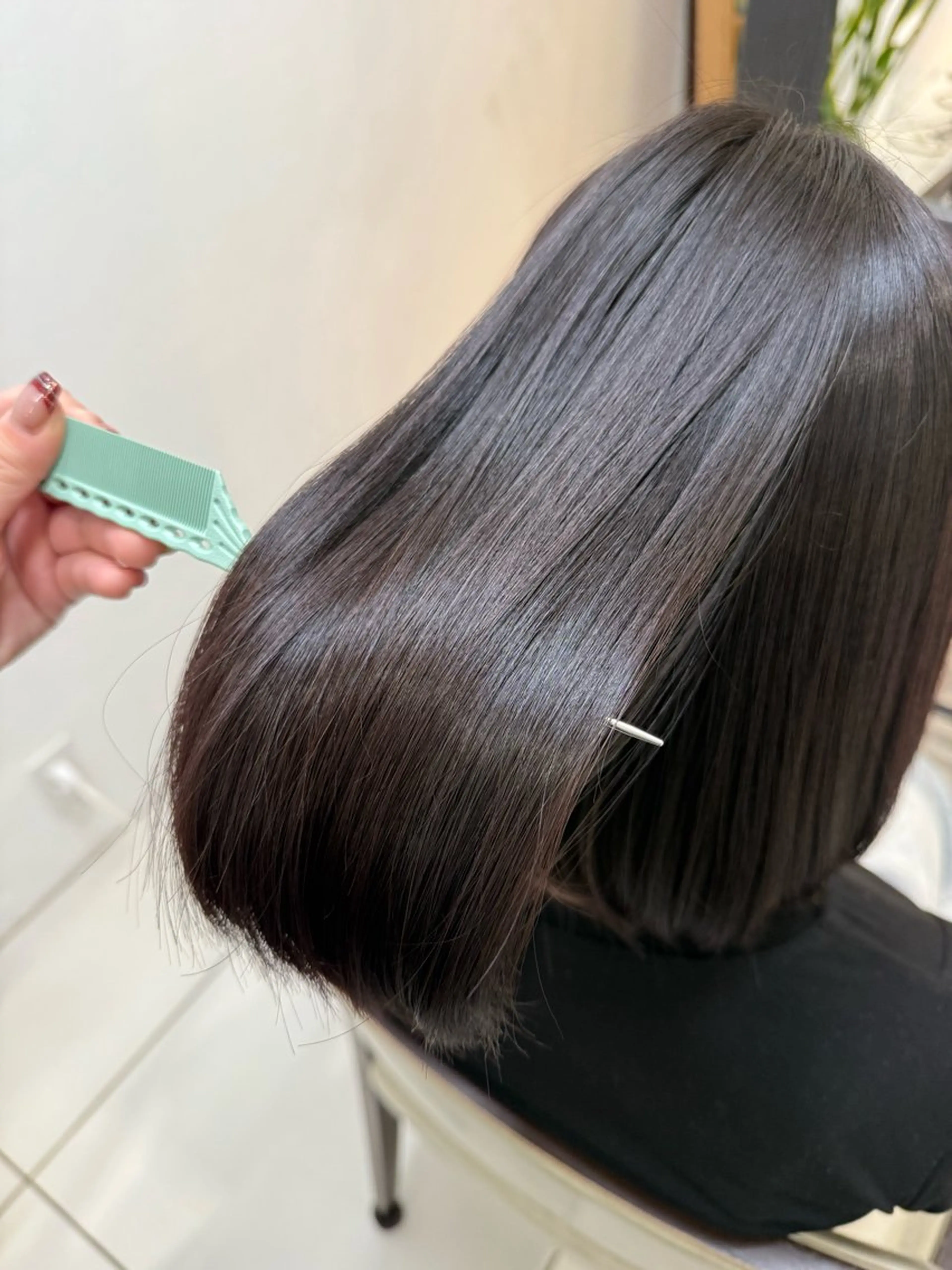 ミディアム 縮毛矯正 たかしな けいなのヘアスタイル