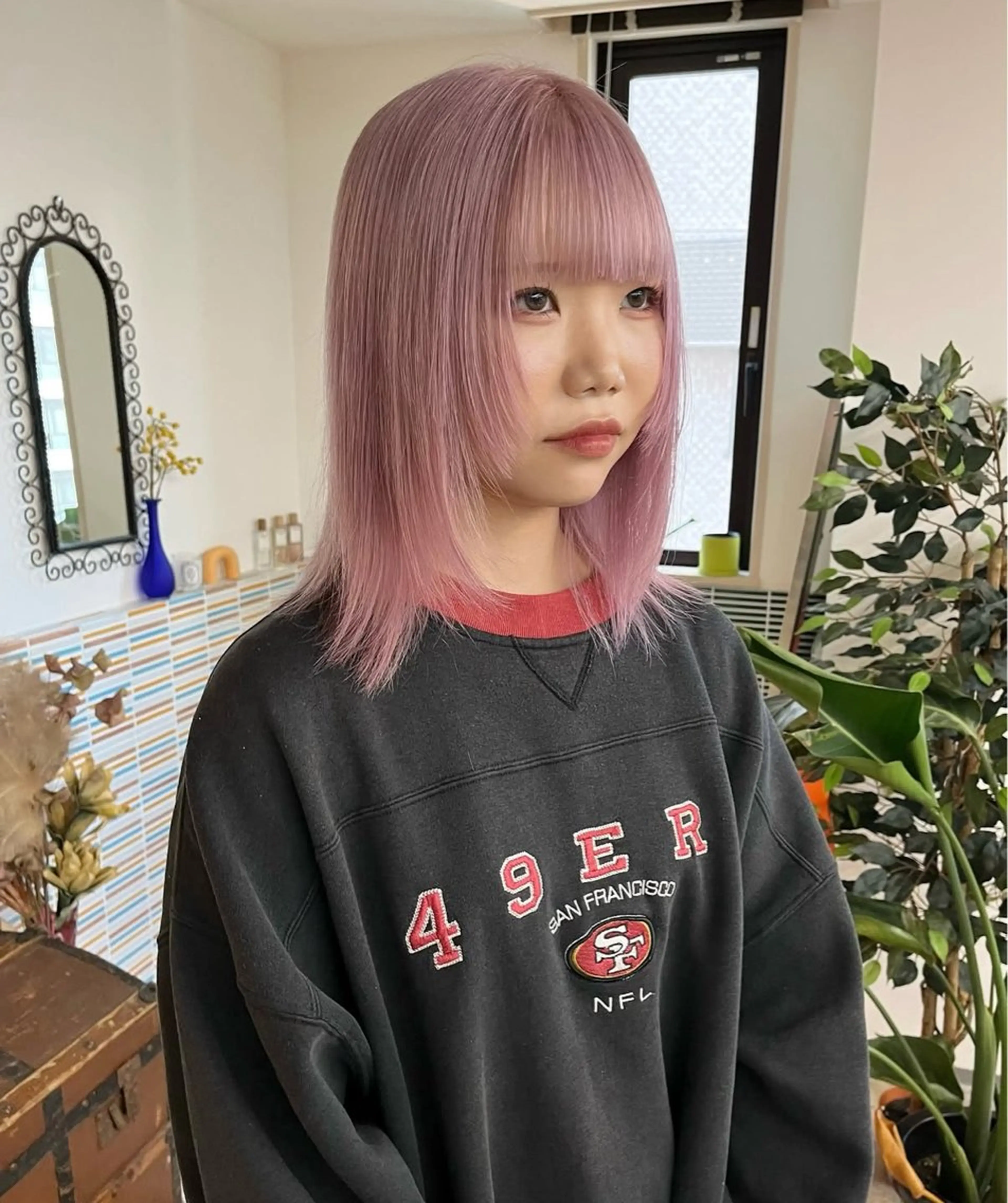 ミディアム カラー ヘアアレンジ 縮毛矯正履歴からの ブリーチ /mamiのヘアスタイル