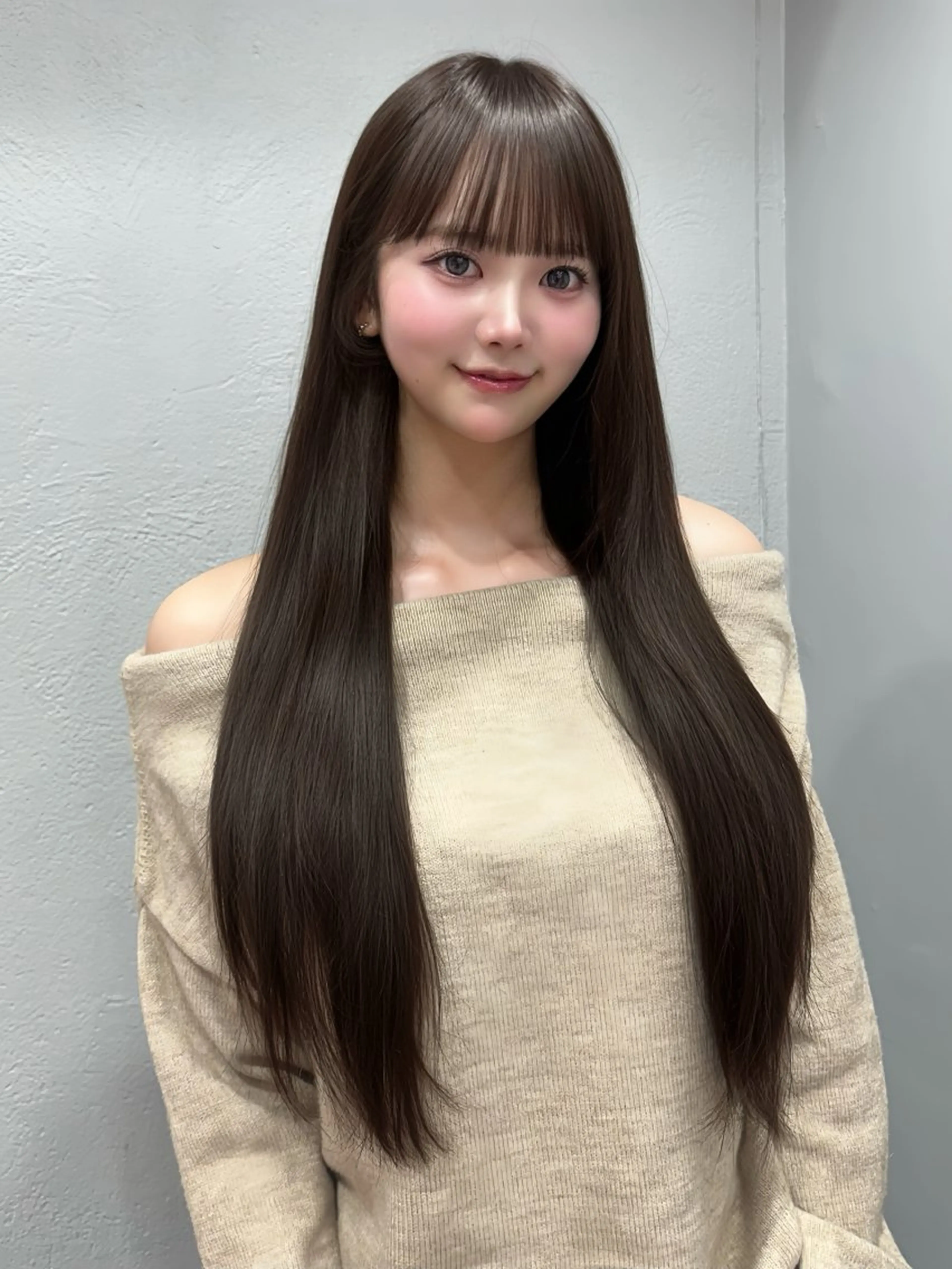 ロング カラー ブラウンカラー 透明感カラー 顔周りカット カット ヘアカラー 𝑴𝑶𝑲𝑨渋谷 トレンド韓国ヘア🩷のヘアスタイル