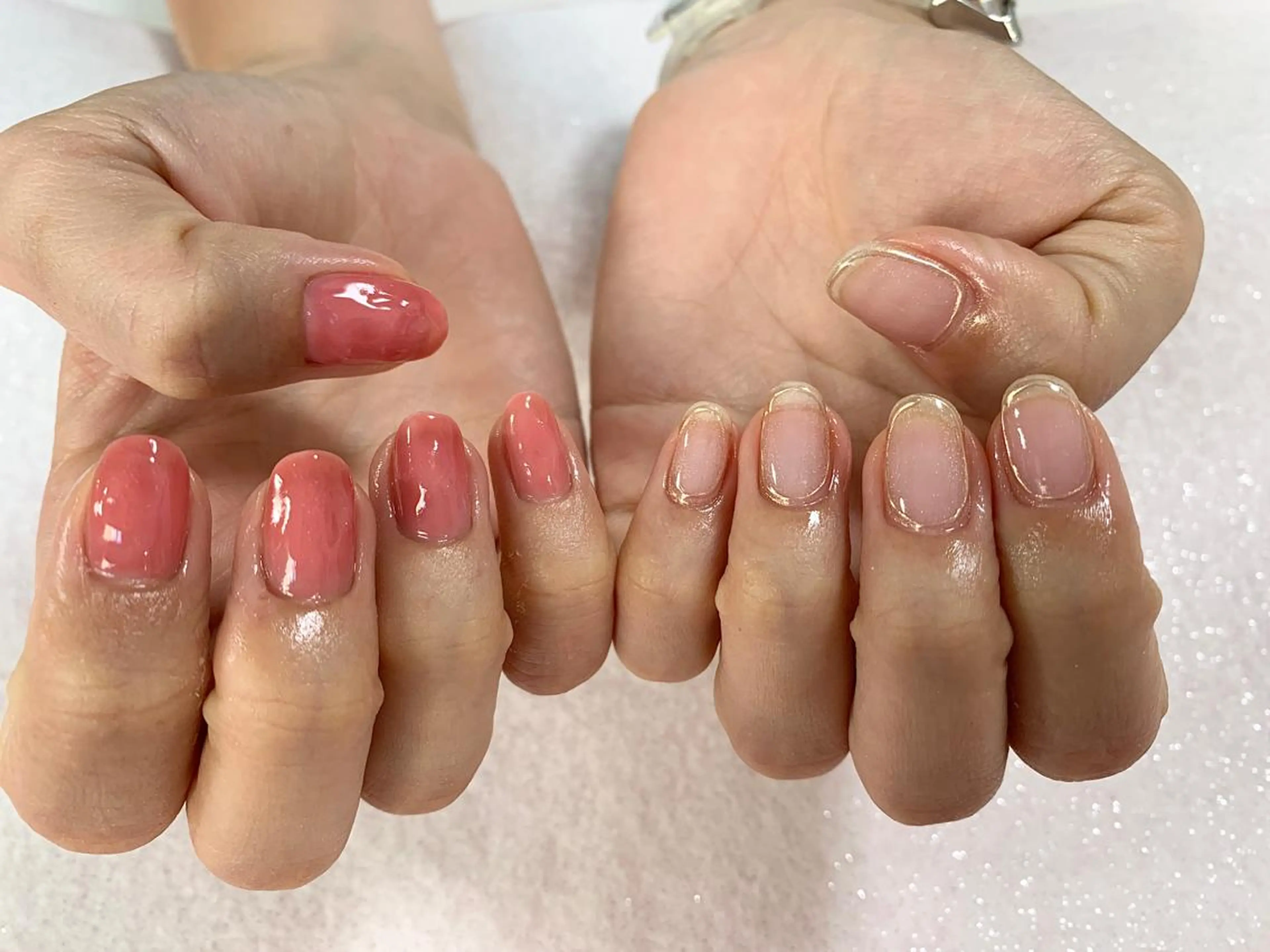 ネイル オレンジ ピンク 手塚 里奈のネイルデザイン