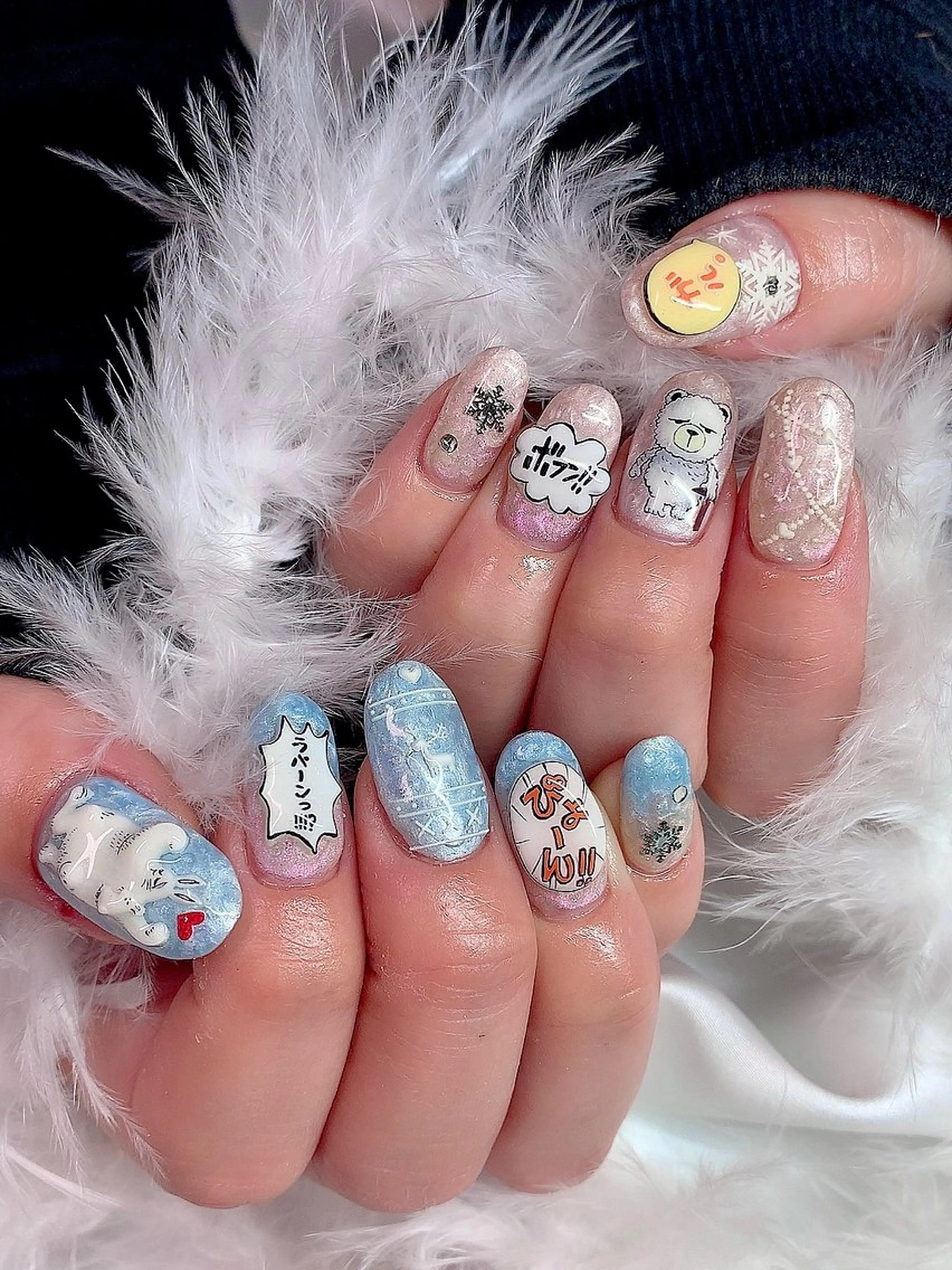 ネイル アートネイル キラキラネイル 持ち込み ぷっくりネイル ストーンネイル シェアサロンLei.g(レイジー)所属・3Dアートネイル💗 都築レナのネイルデザイン