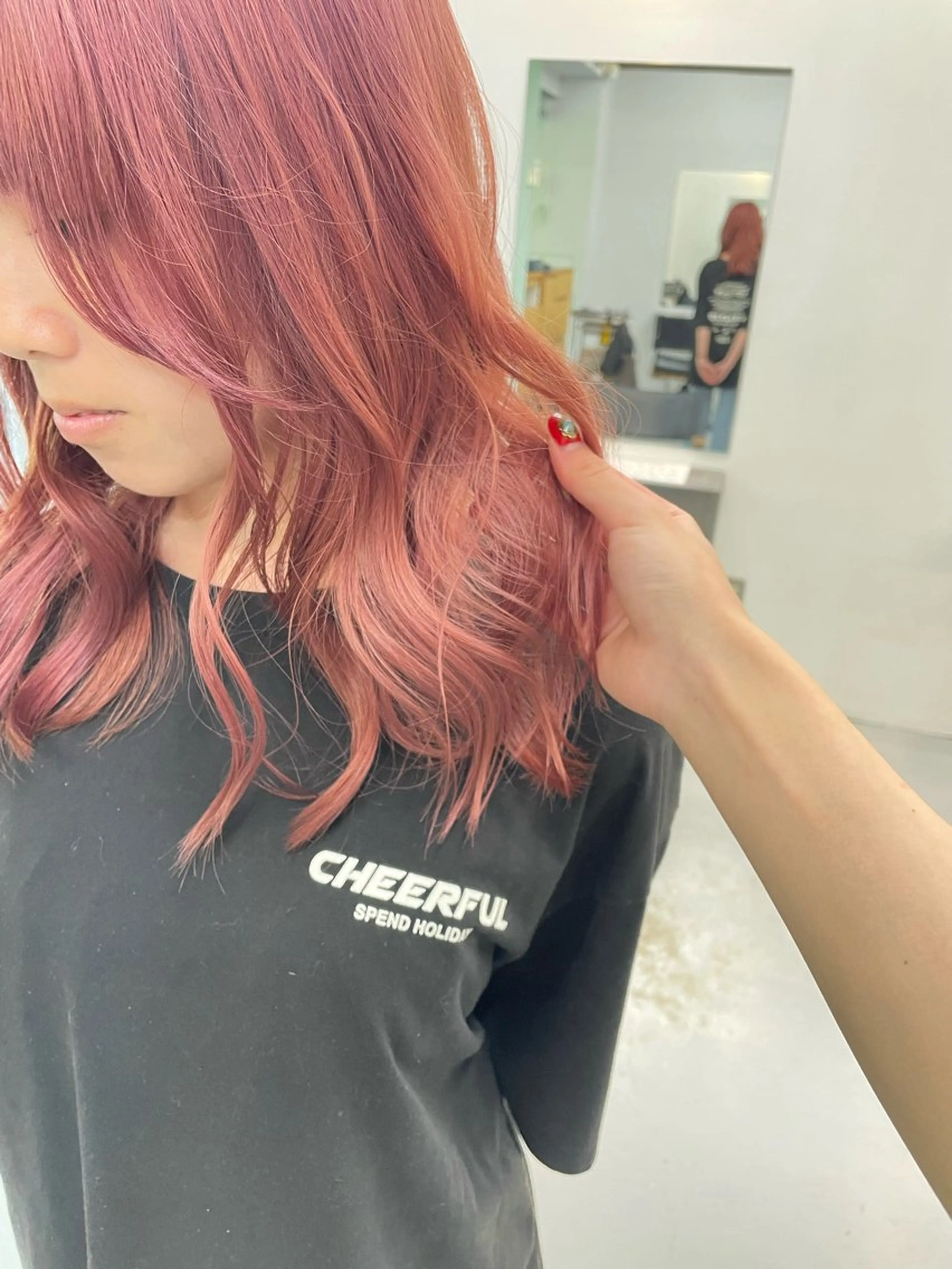 ミディアム カラー ヘアカラー トリートメント カットモデル/ ハイトーン/ゆうあのヘアスタイル