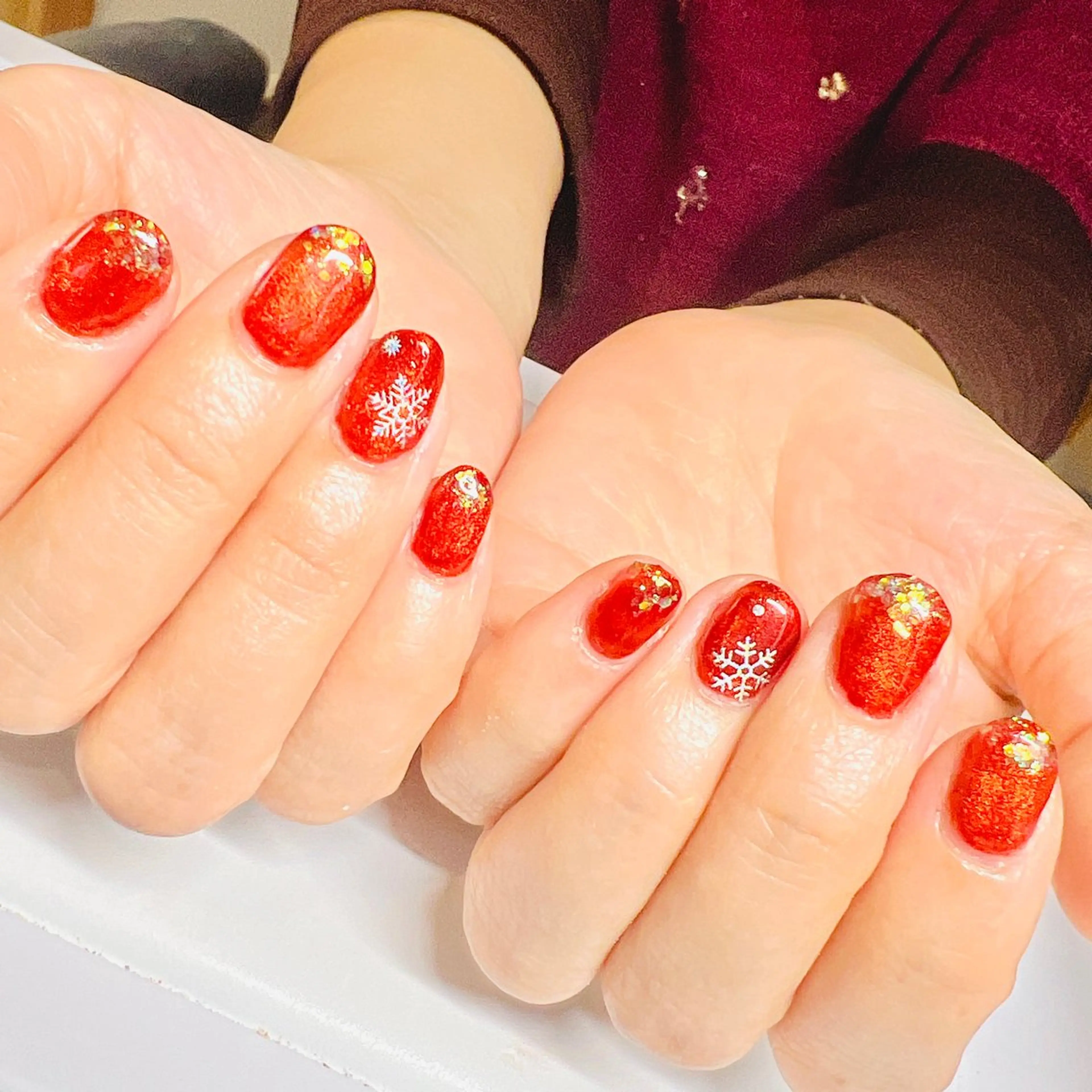ショート クリスマス ハンドネイル Nail Salon midnightのネイルデザイン