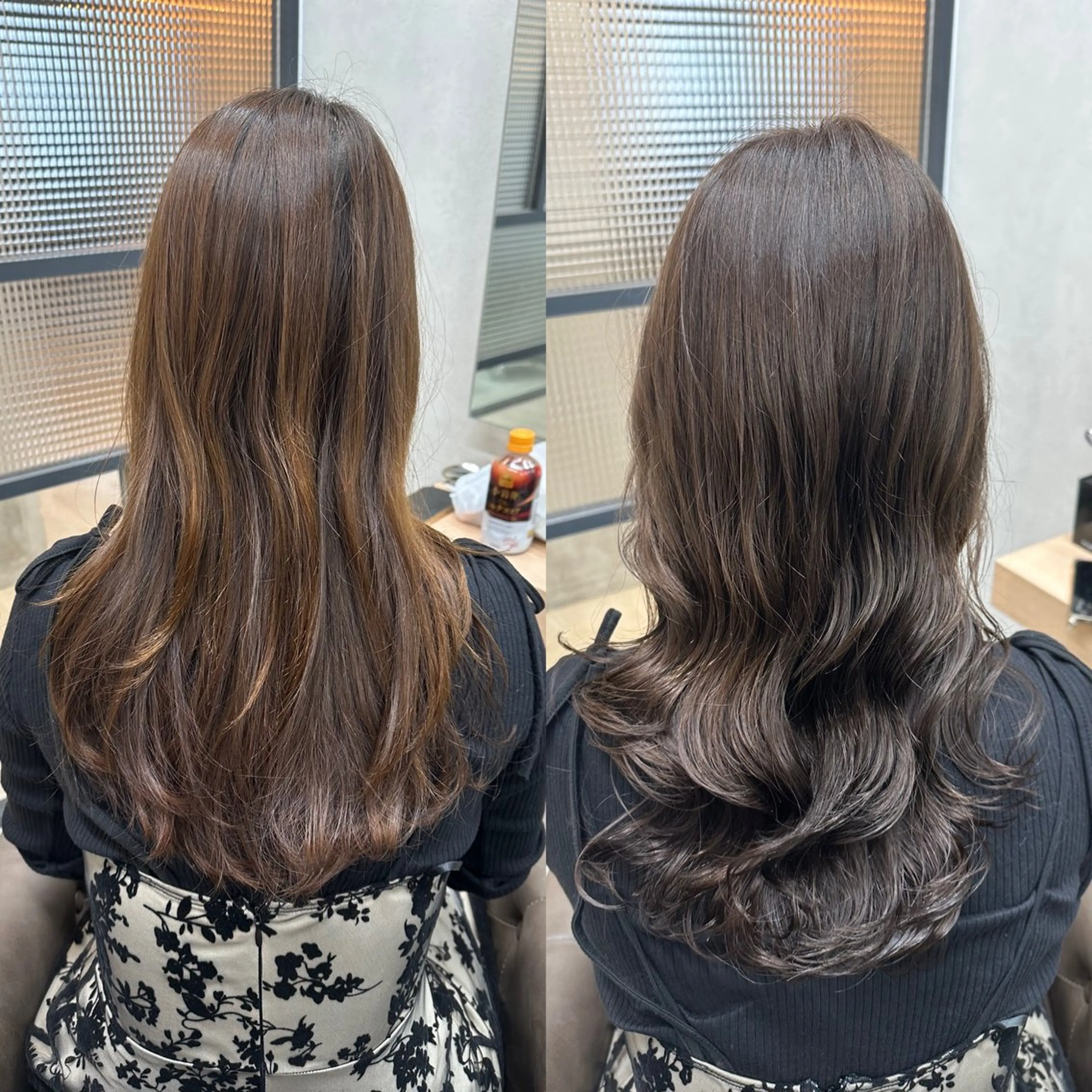 セミロング カラー パーマ ARMONY大阪店 コテ巻き風パーマのヘアスタイル