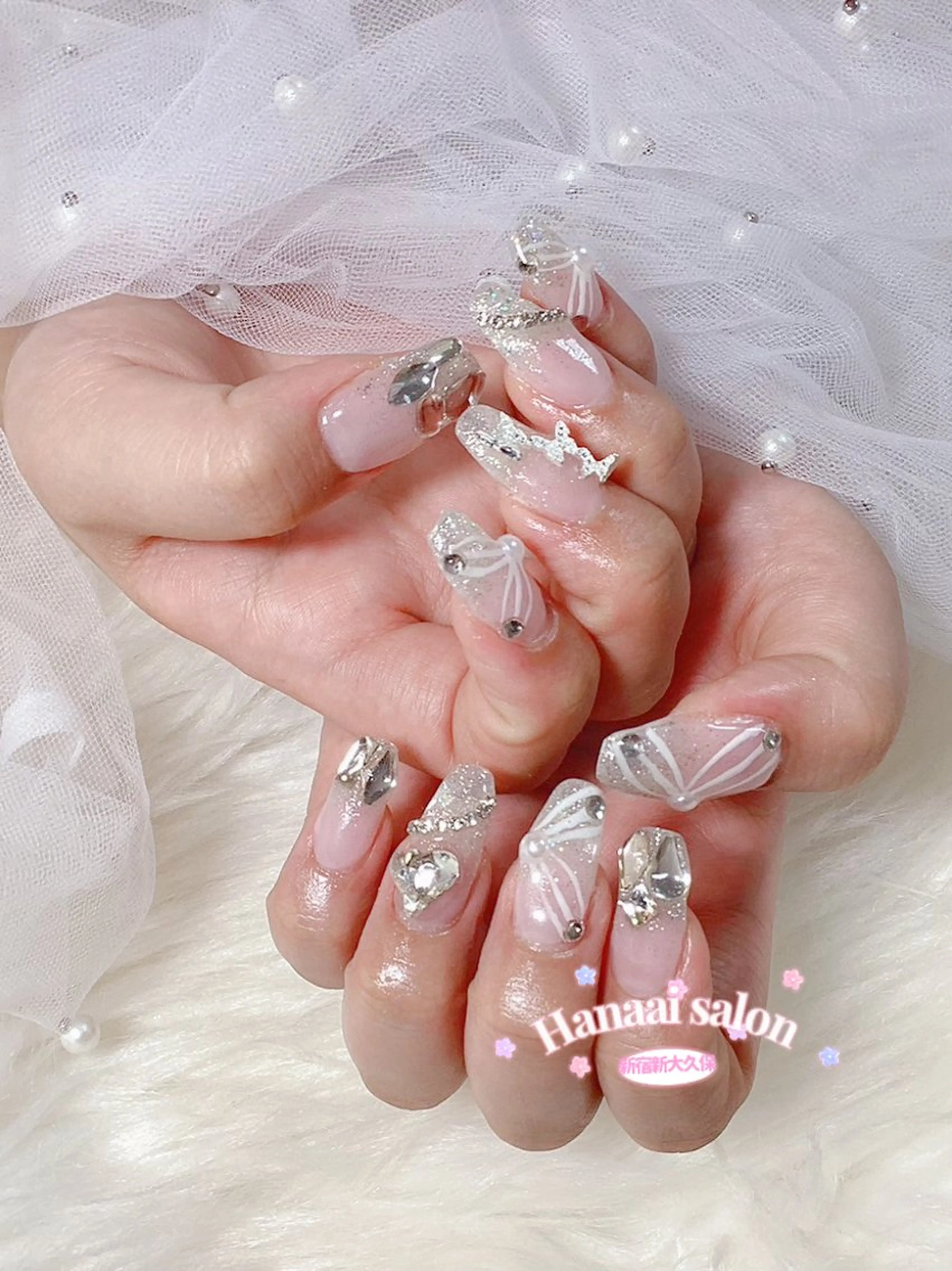 セミロング ハンドネイル Hanaai Salon新大久保店のネイルデザイン