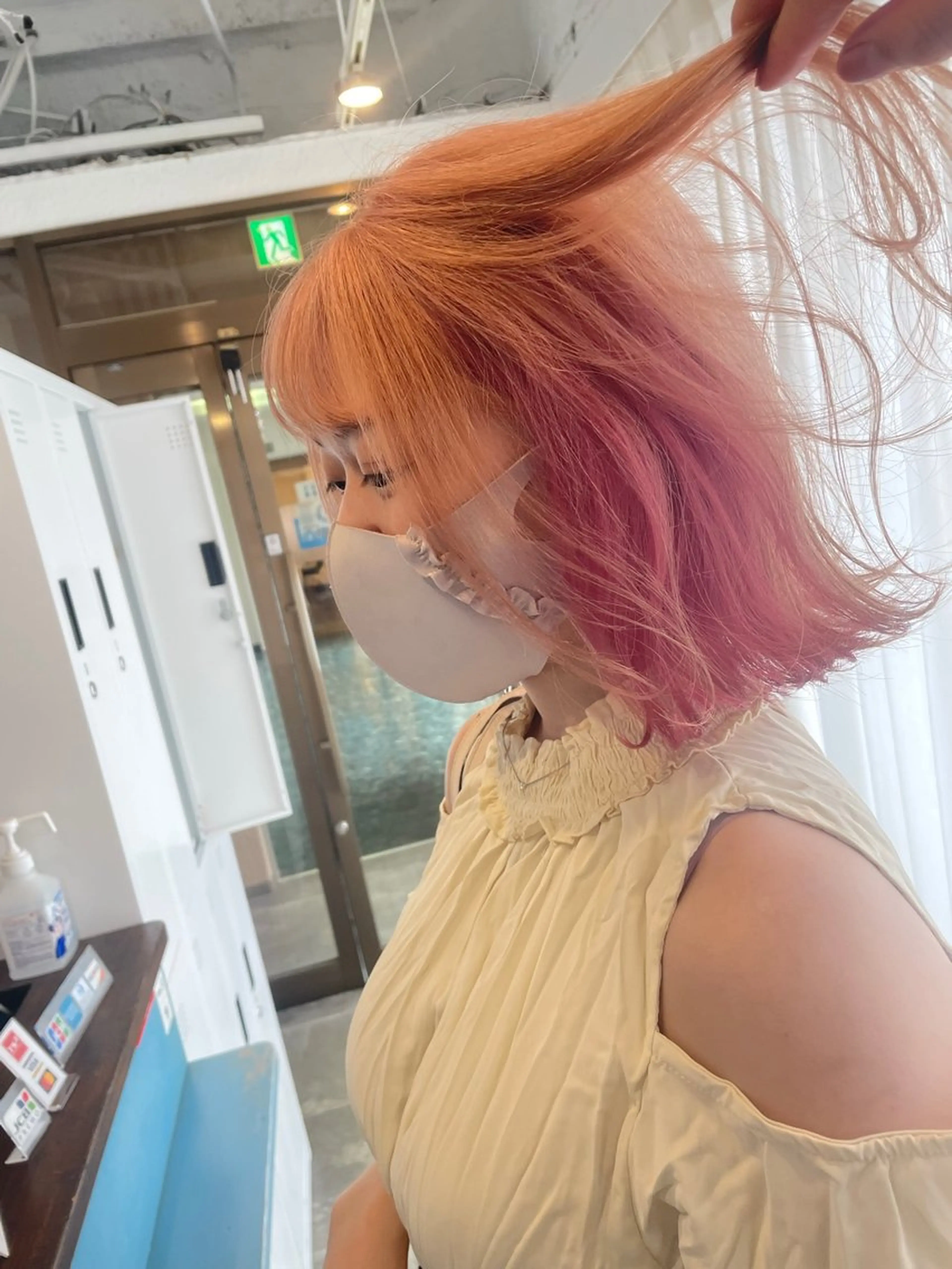 ミディアム カラー ピンクカラー ヘアカラー トリートメント ALLENhair 八尾店のヘアスタイル