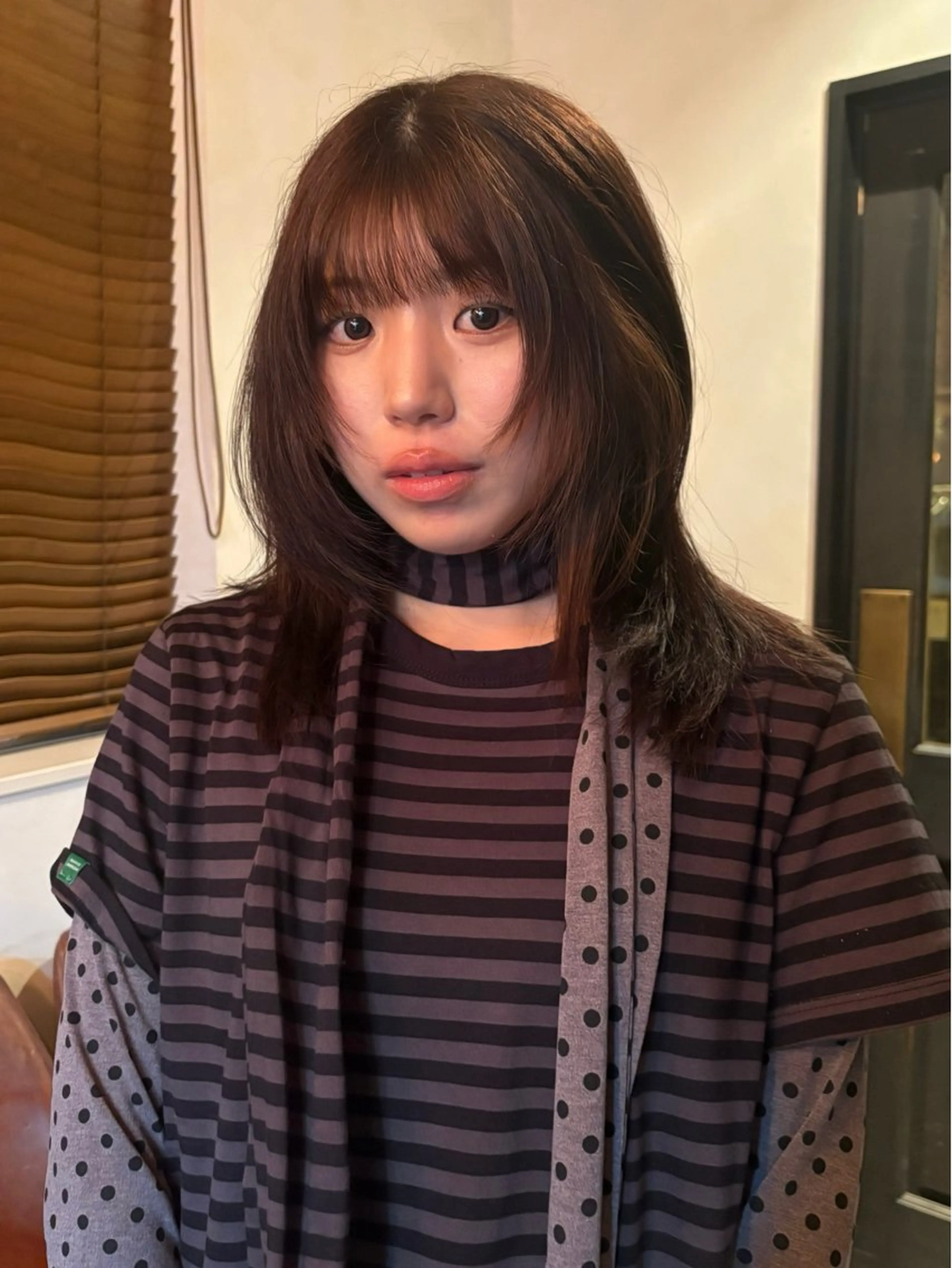 ミディアム カラー パーマ カット ヘアカラー レイヤー/透明感/ ブリーチなし/わかなのヘアスタイル