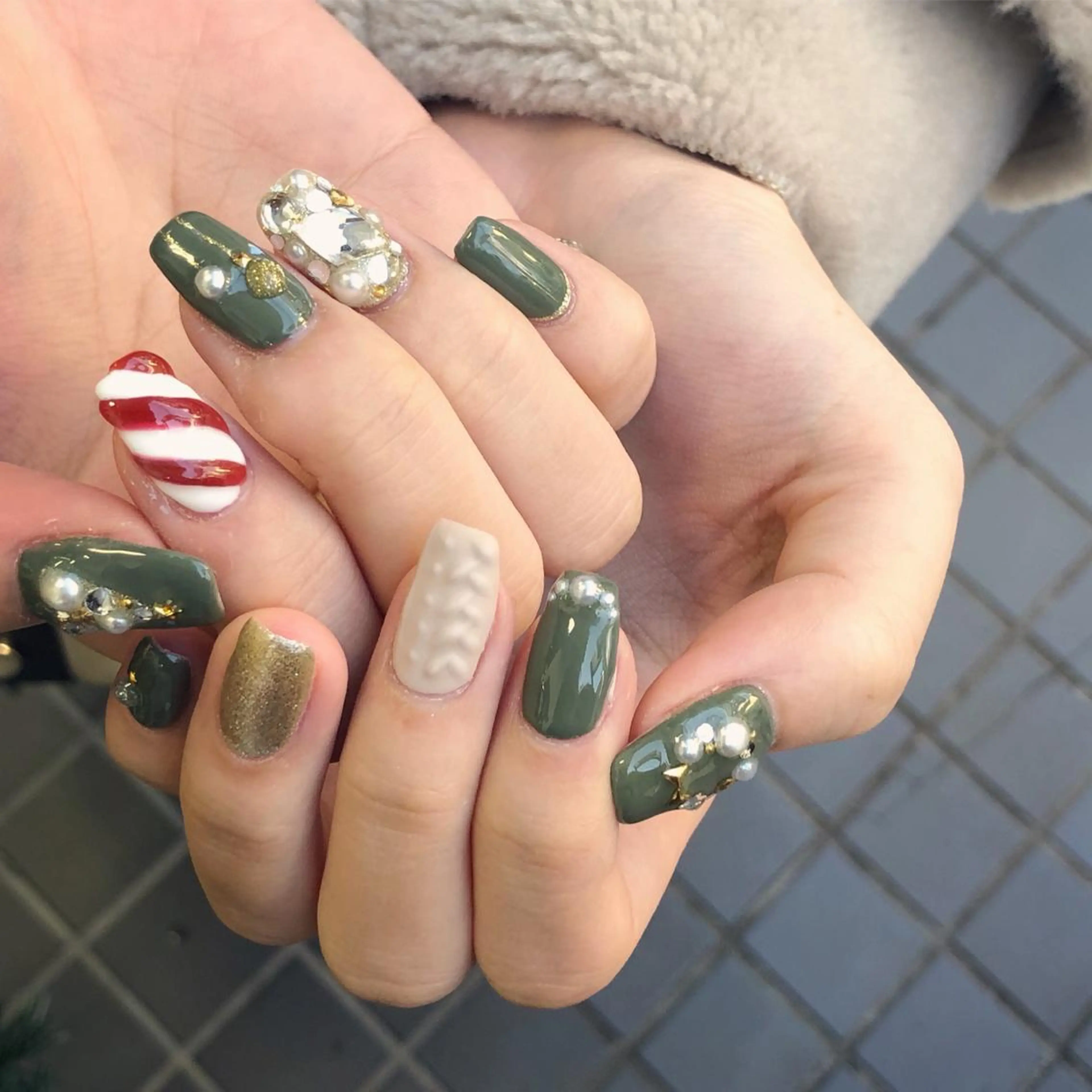 ネイル 冬ネイル クリスマス 中牟田 彩水のネイルデザイン