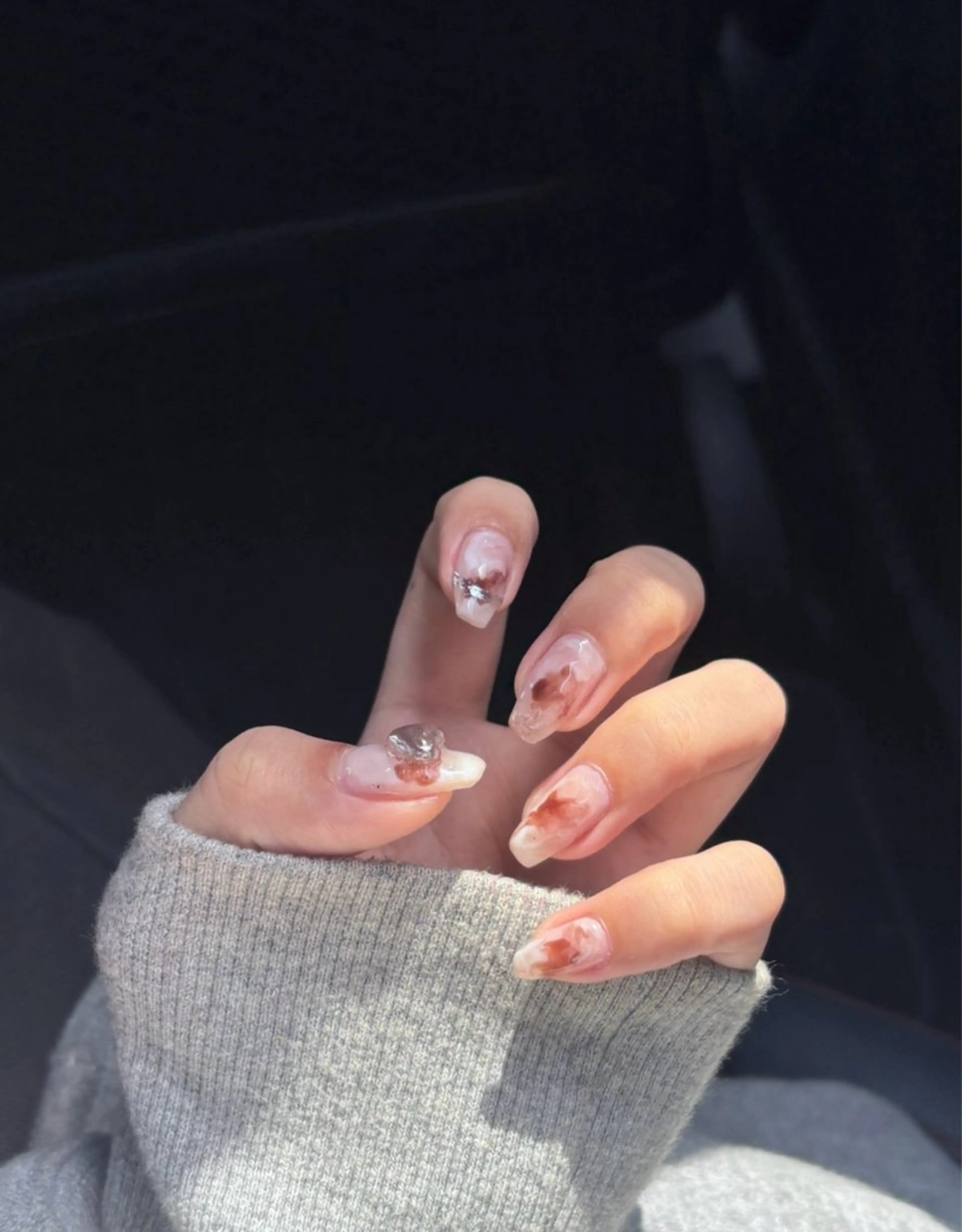 ネイル 韓国ネイル 大理石ネイル(マーブル) 持ち込み ニュアンスネイル シンプルネイル ハンドネイル Kai  nail Mayukoのネイルデザイン