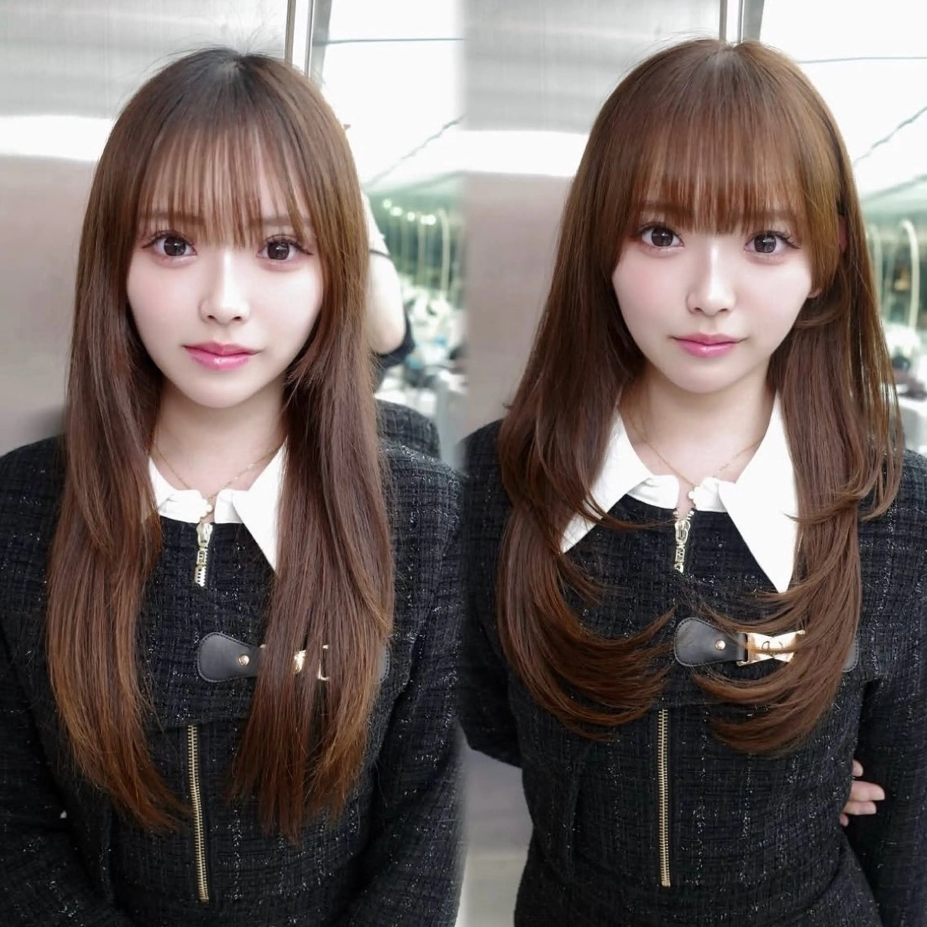 セミロング くびれヘア 顔周りカット ハイレイヤー 韓国風ヘア レイヤーカット 上村 光希のヘアスタイル