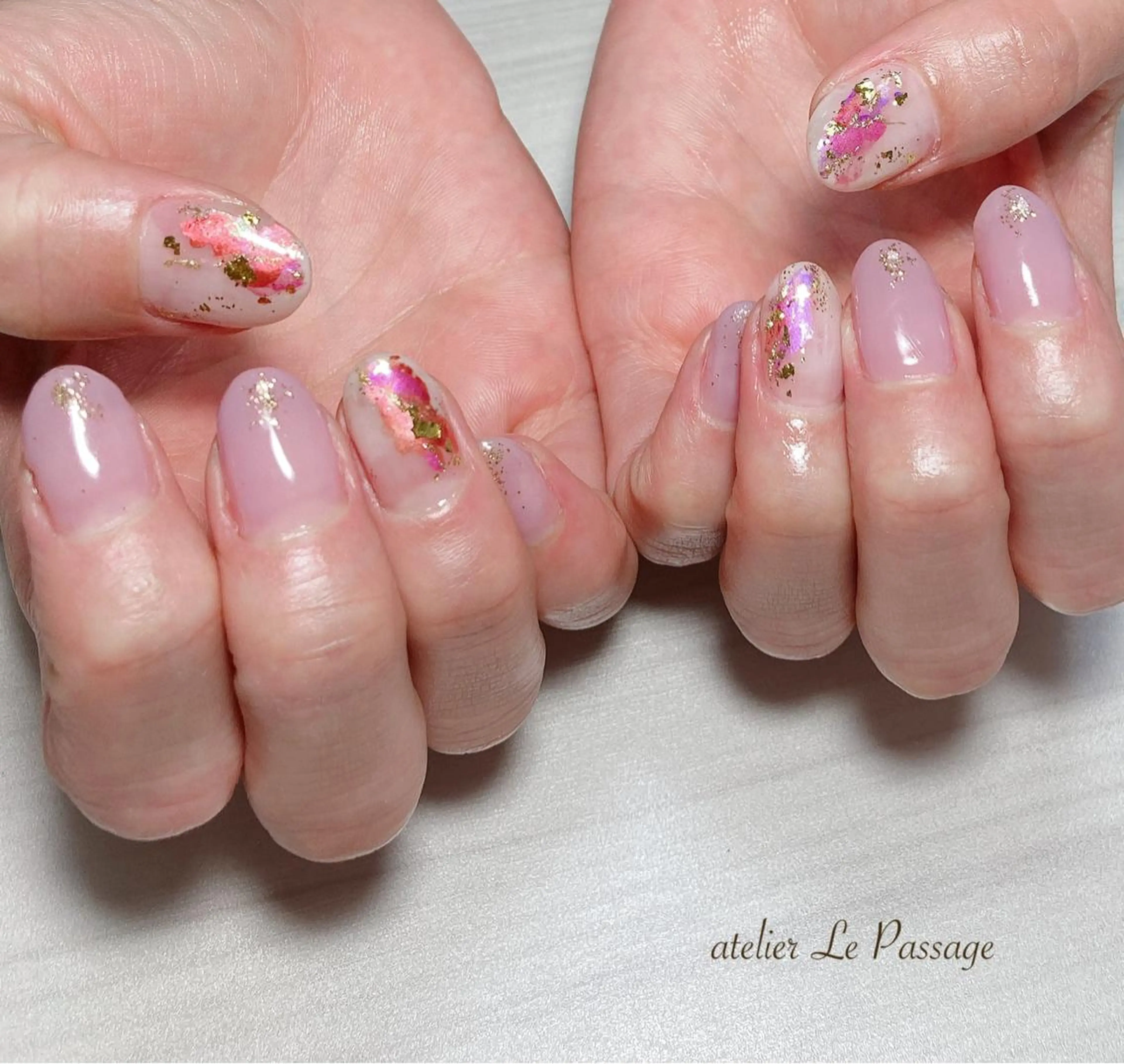 ネイル ジェルネイル ニュアンスネイル オフィスネイル パラジェル ピンク Atelier Le Passage所属・h nakatsukaのネイルデザイン