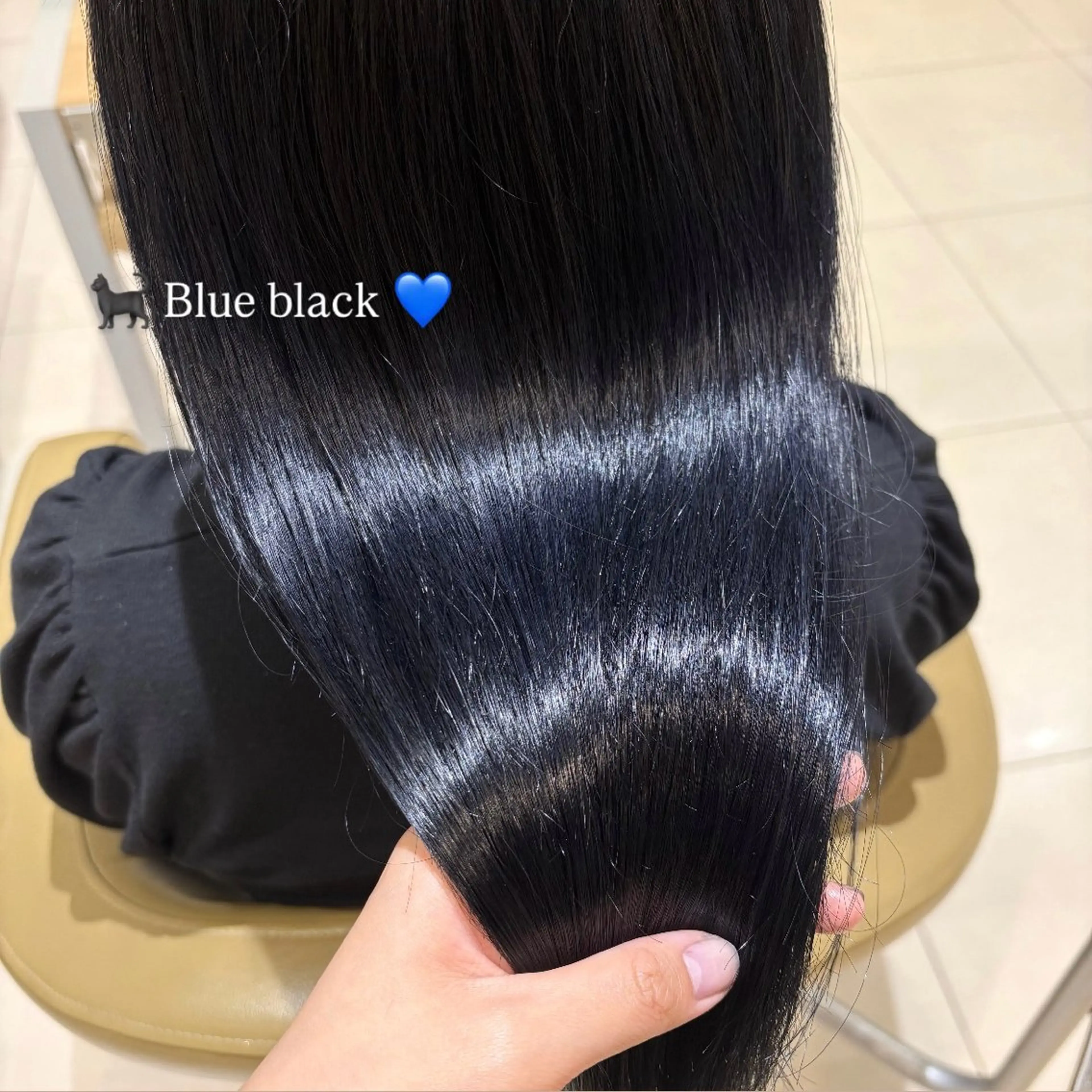 カラー 黒髪 ブルーカラー ブルーブラック ヘアカラー 🪐natural color🌼チサのヘアスタイル