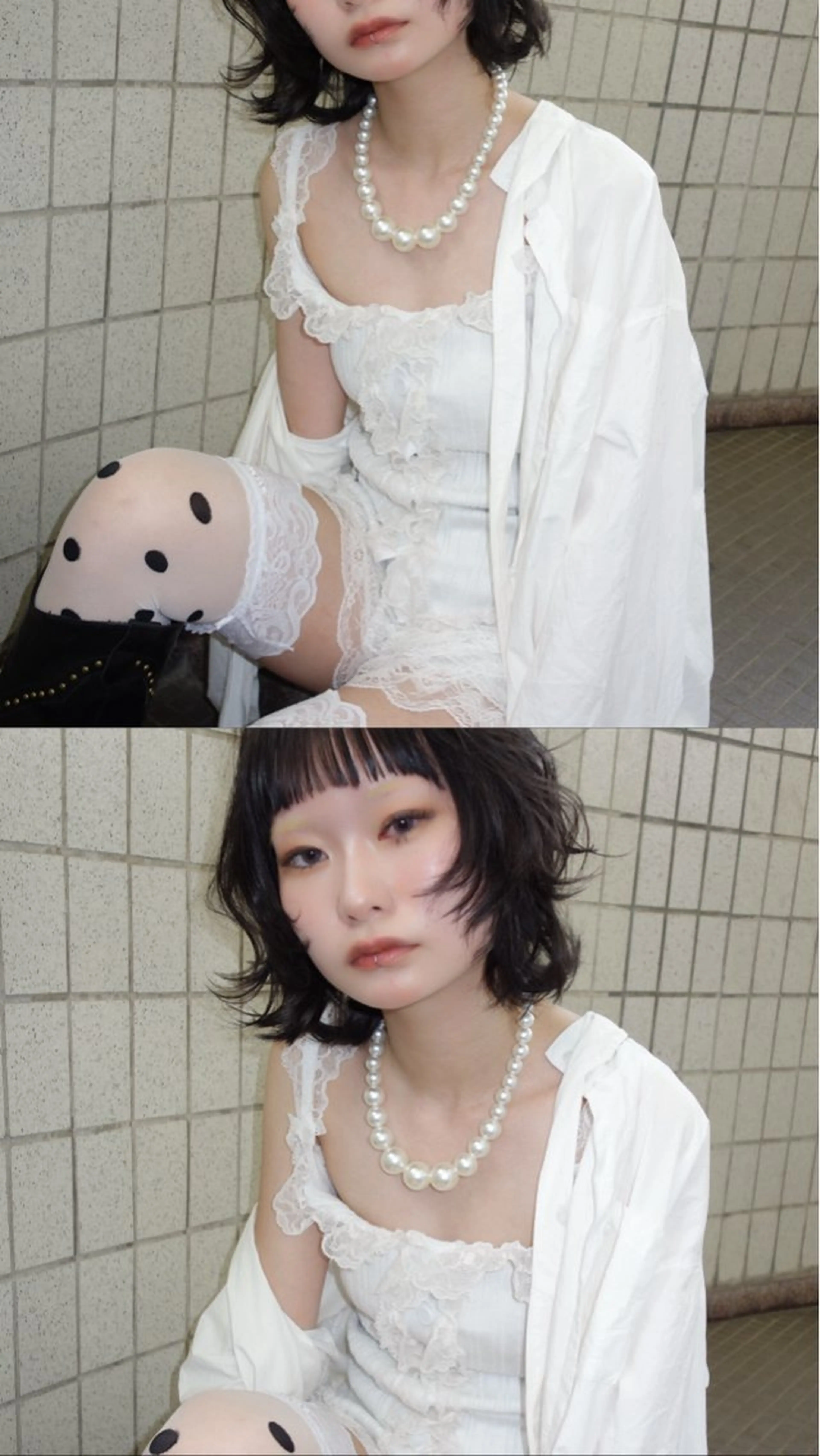 ミディアム 顔まわりレイヤー ハイレイヤー レイヤーカット オン眉 ワイドバング 及川 遥/レイヤー/ 矢場町/栄のヘアスタイル
