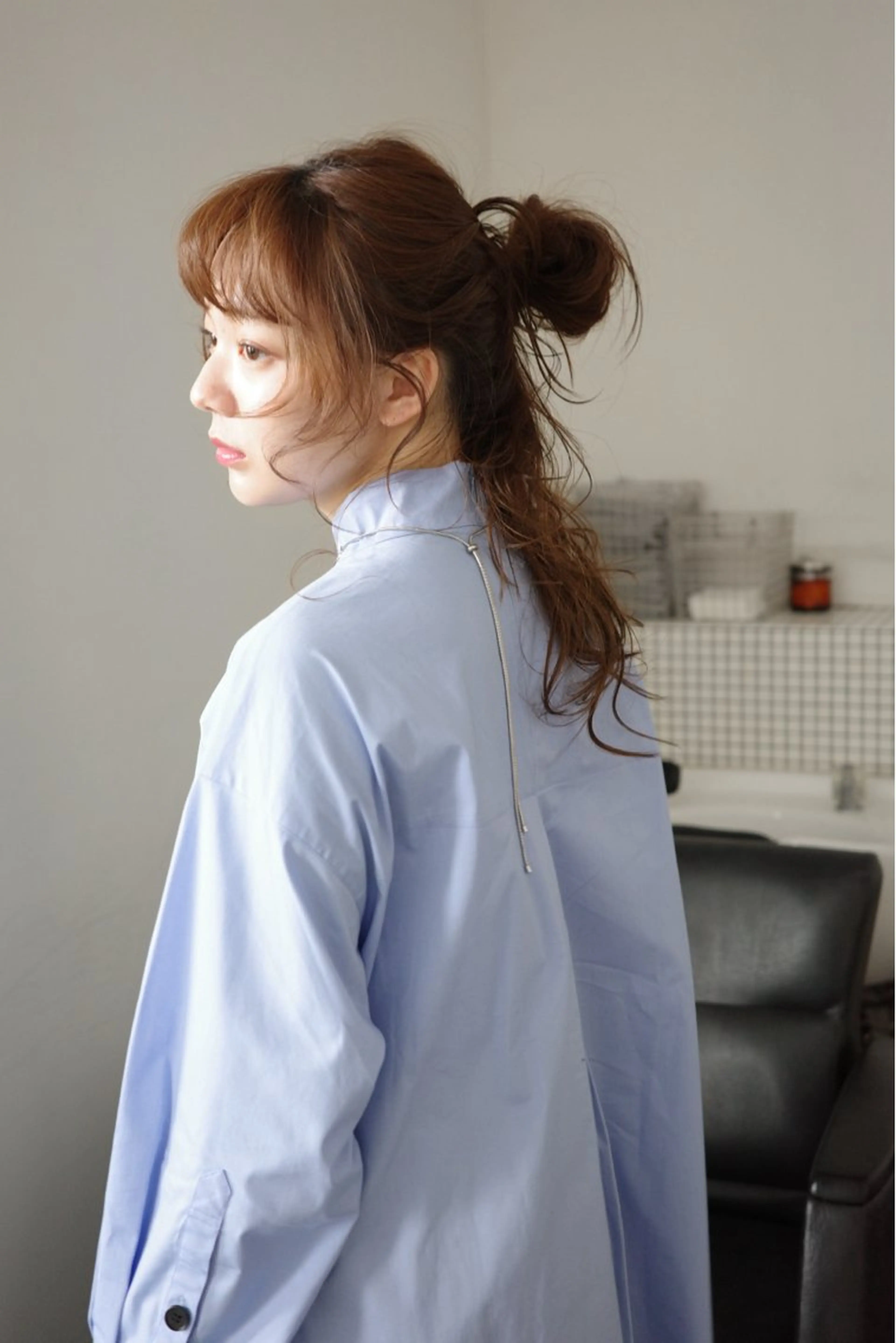 ロング パーマ 縮毛矯正 ミタニ ナギサのヘアスタイル