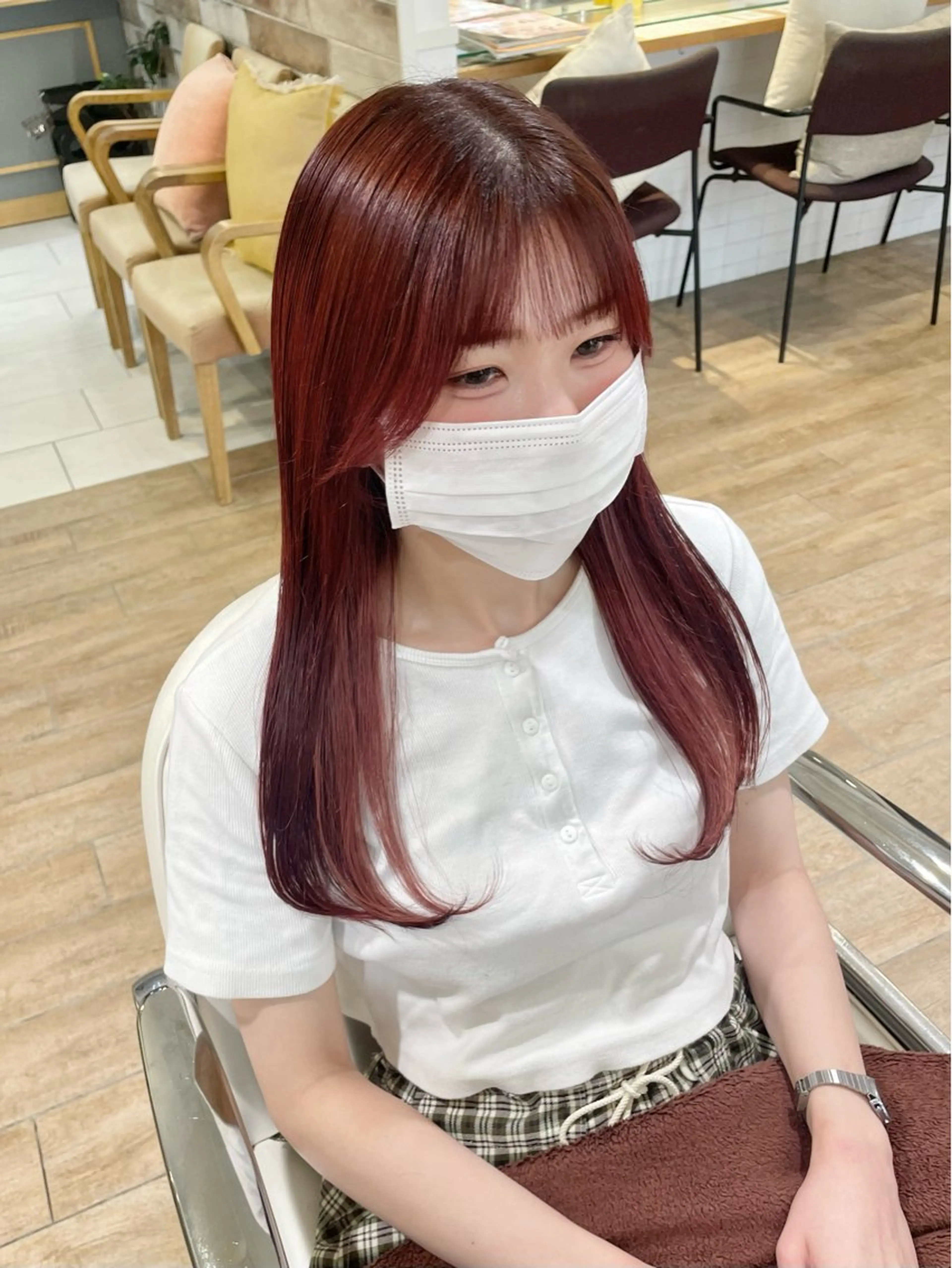 セミロング カラー ヘアアレンジ ヘアカラー ハイトーンピンク🍑 ブリーチ🍑RINAのヘアスタイル