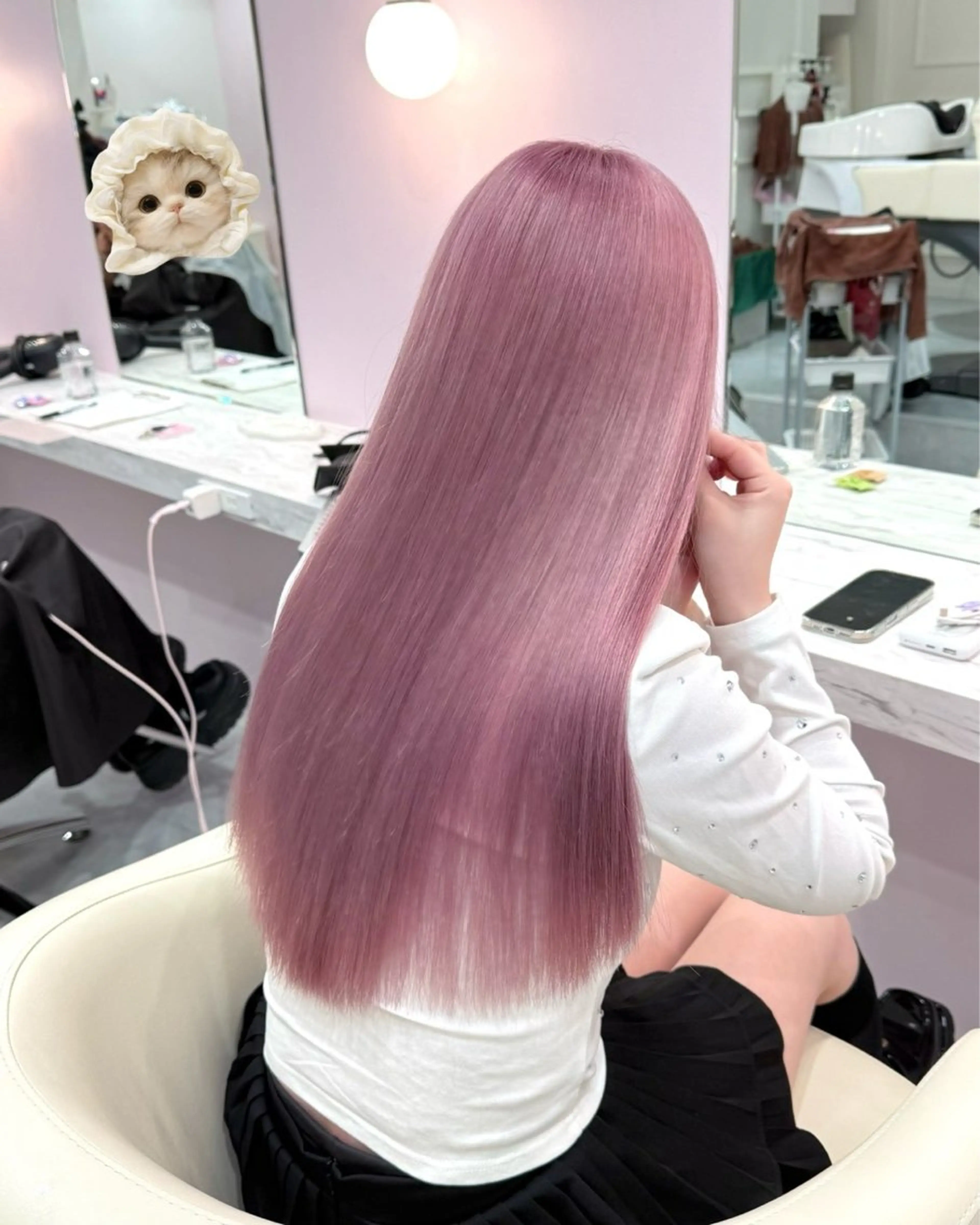 ロング カラー ブリーチ 透明感カラー ハイトーンカラー ラベンダーカラー ラベンダーピンク ヘアカラー ハイトーンカラー💞 くるみ🎀のヘアスタイル