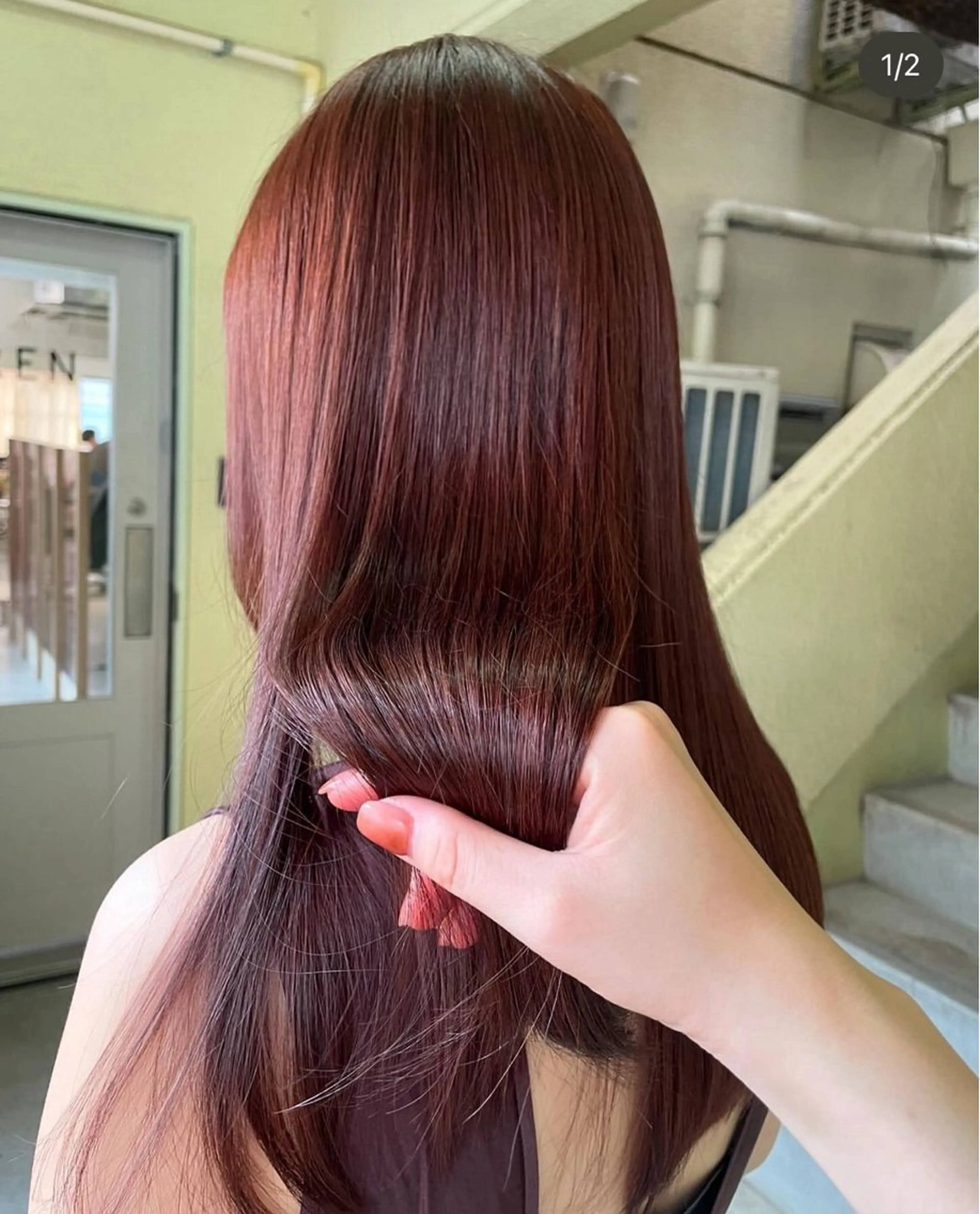 ロング カラー ヘアカラー トリートメント レイヤーカット🐩 透明感カラー モカのヘアスタイル