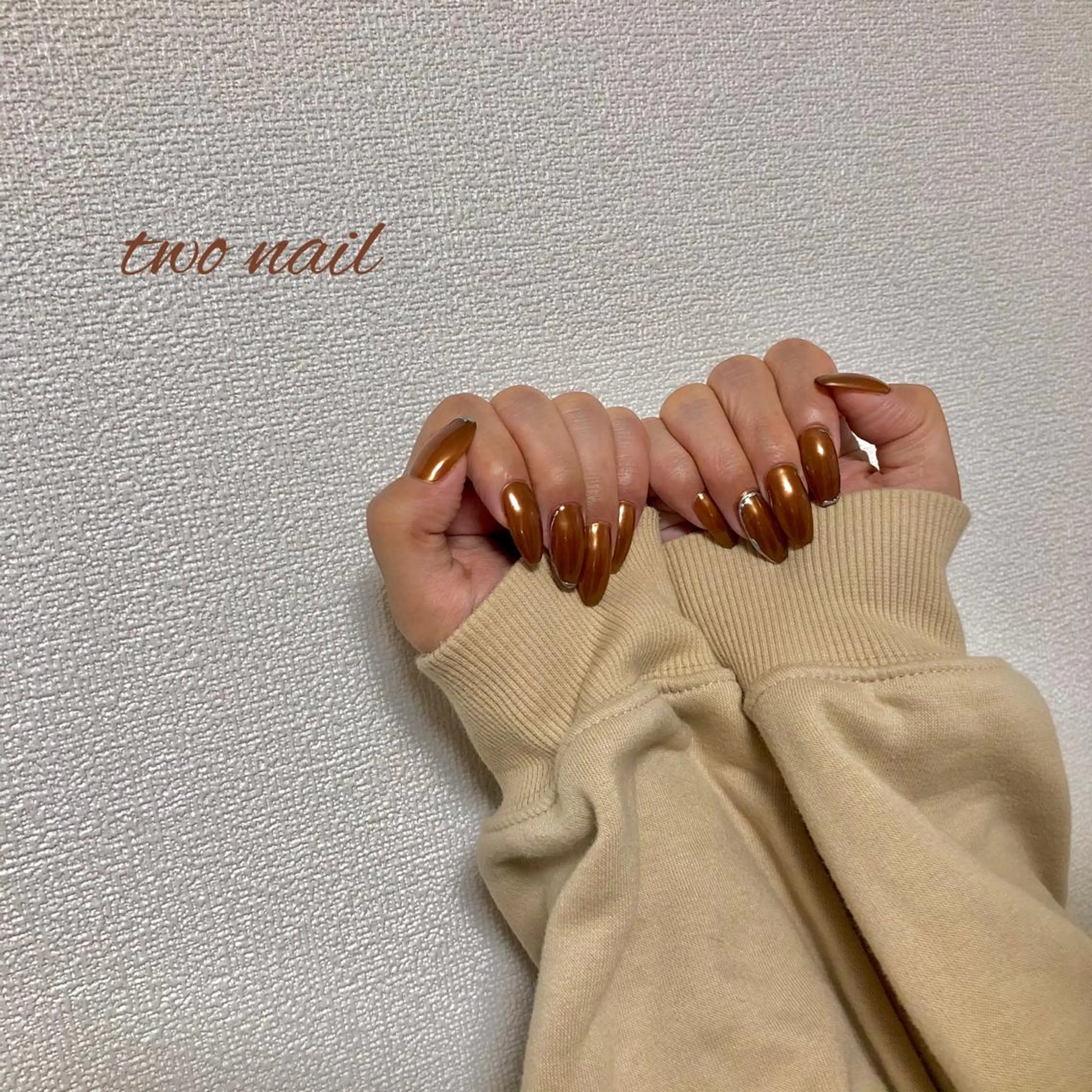 ネイル アートネイル ブラウン フットネイル ハート ニュアンスネイル two nailのネイルデザイン