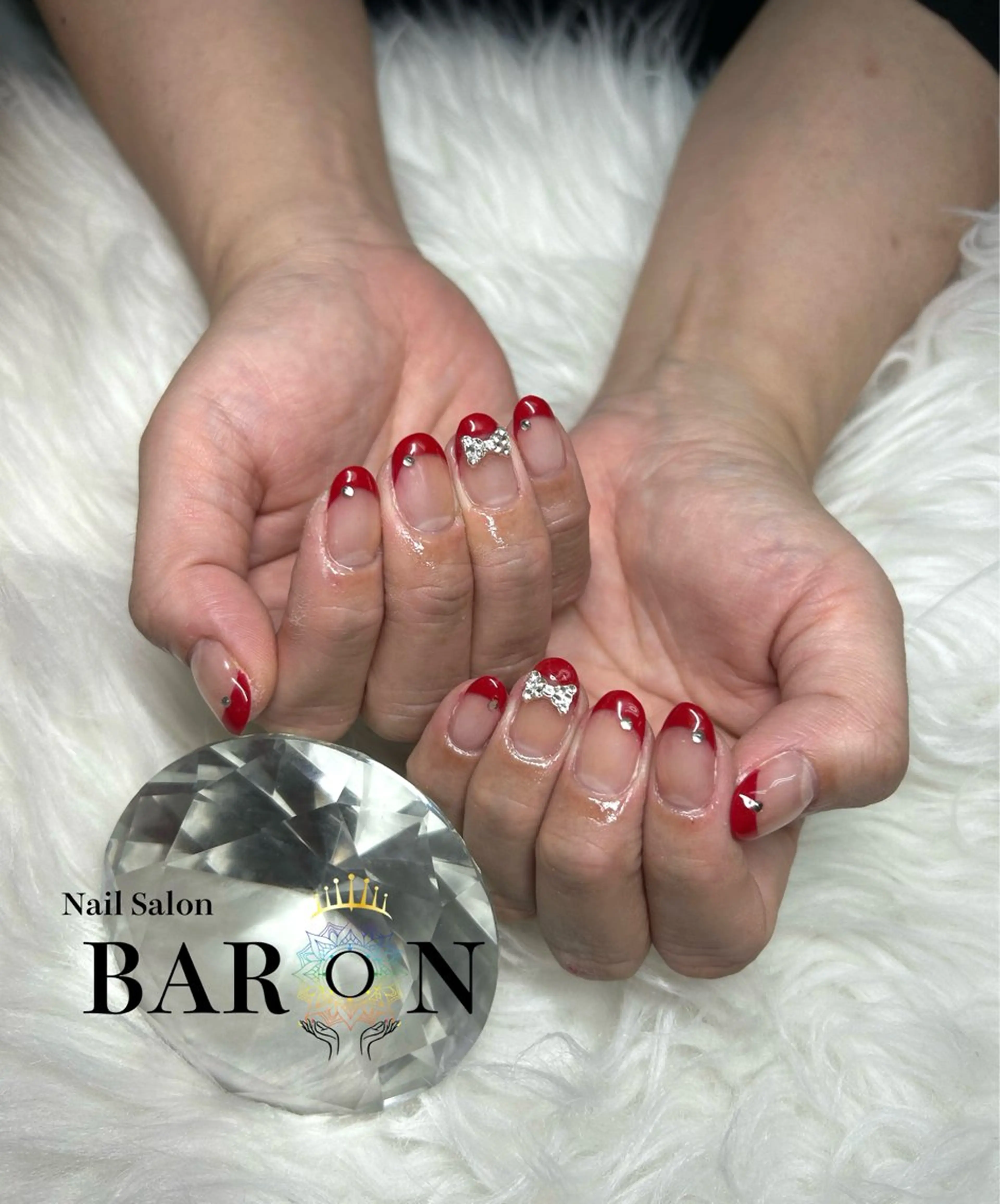 ネイル フレンチネイル 赤色 BARON AIMIのネイルデザイン