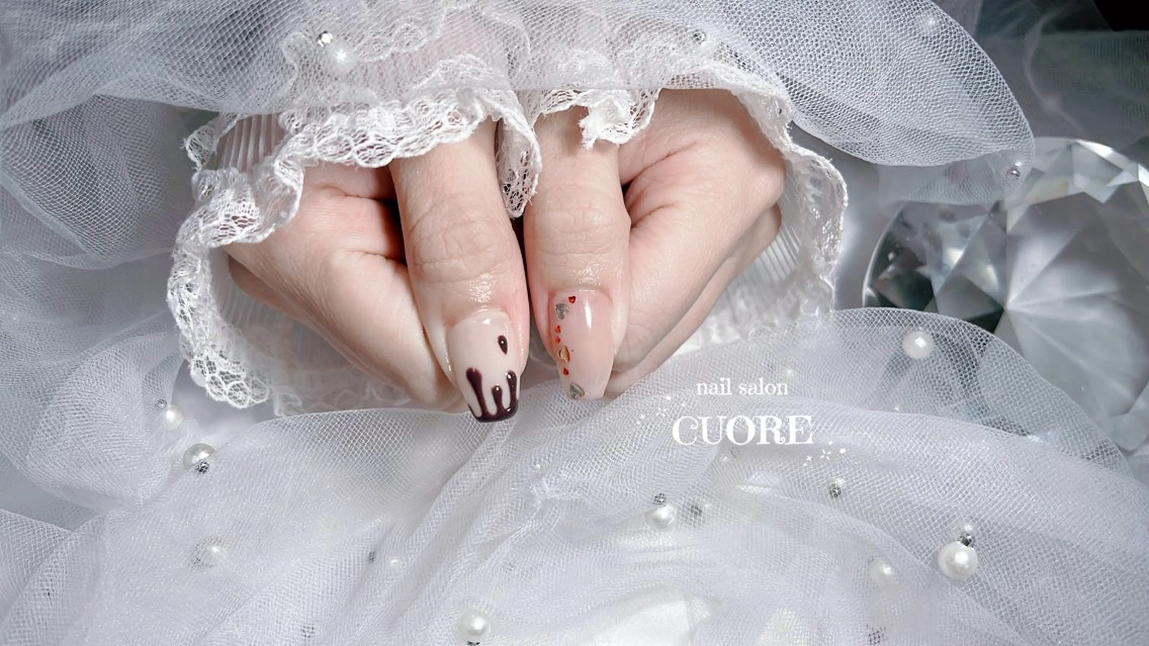 ネイル ハート 持ち込み バレンタイン 冬ネイル CUORE____nail所属・nail salon CUOREのネイルデザイン