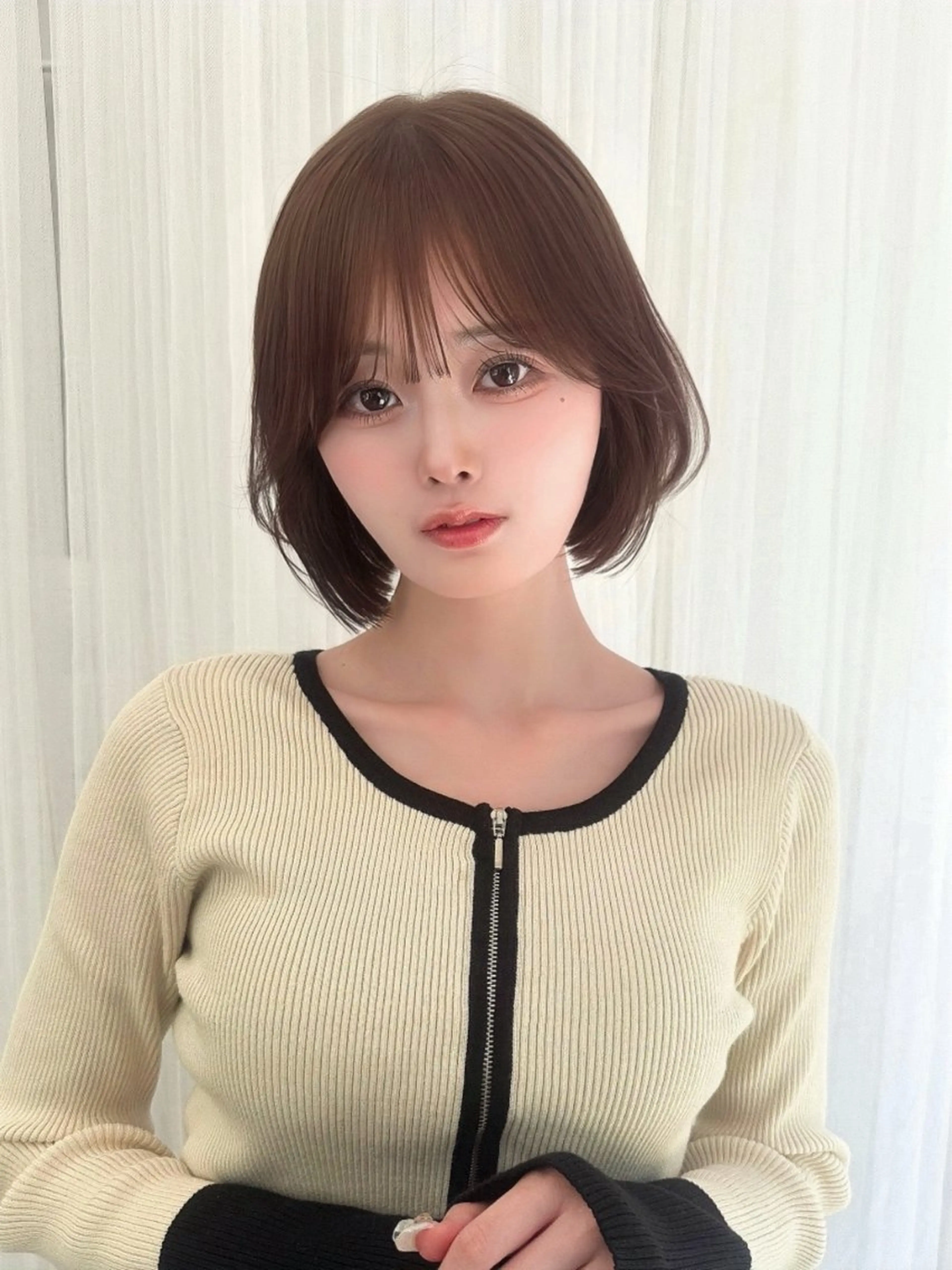 ミディアム カラー 韓国風ヘア タッセルカット 日本一の小顔カット/ ボブ/顔周り/韓国のヘアスタイル