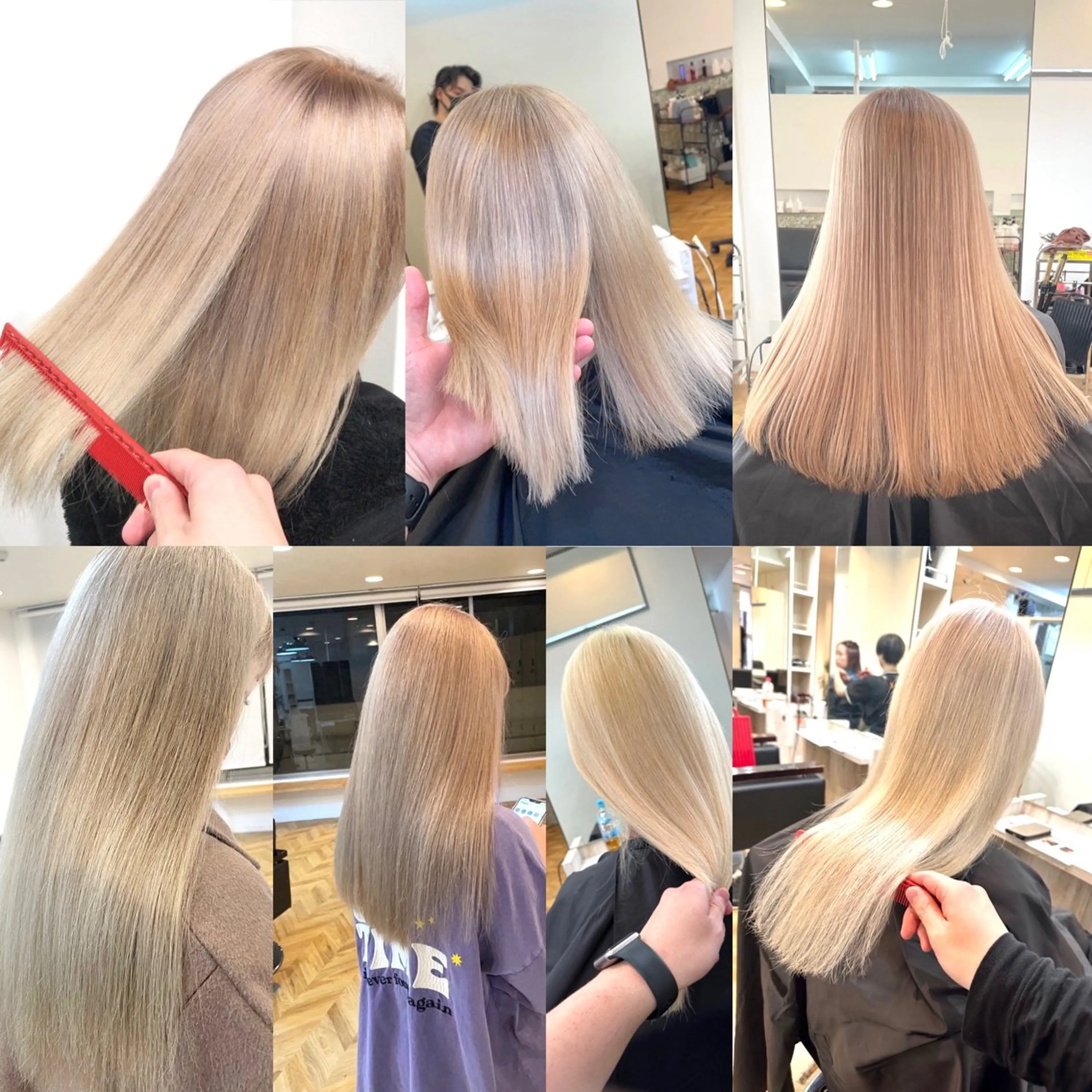 ロング ヘアカラー トリートメント ハイトーン髪質改善 家中貴典のヘアスタイル
