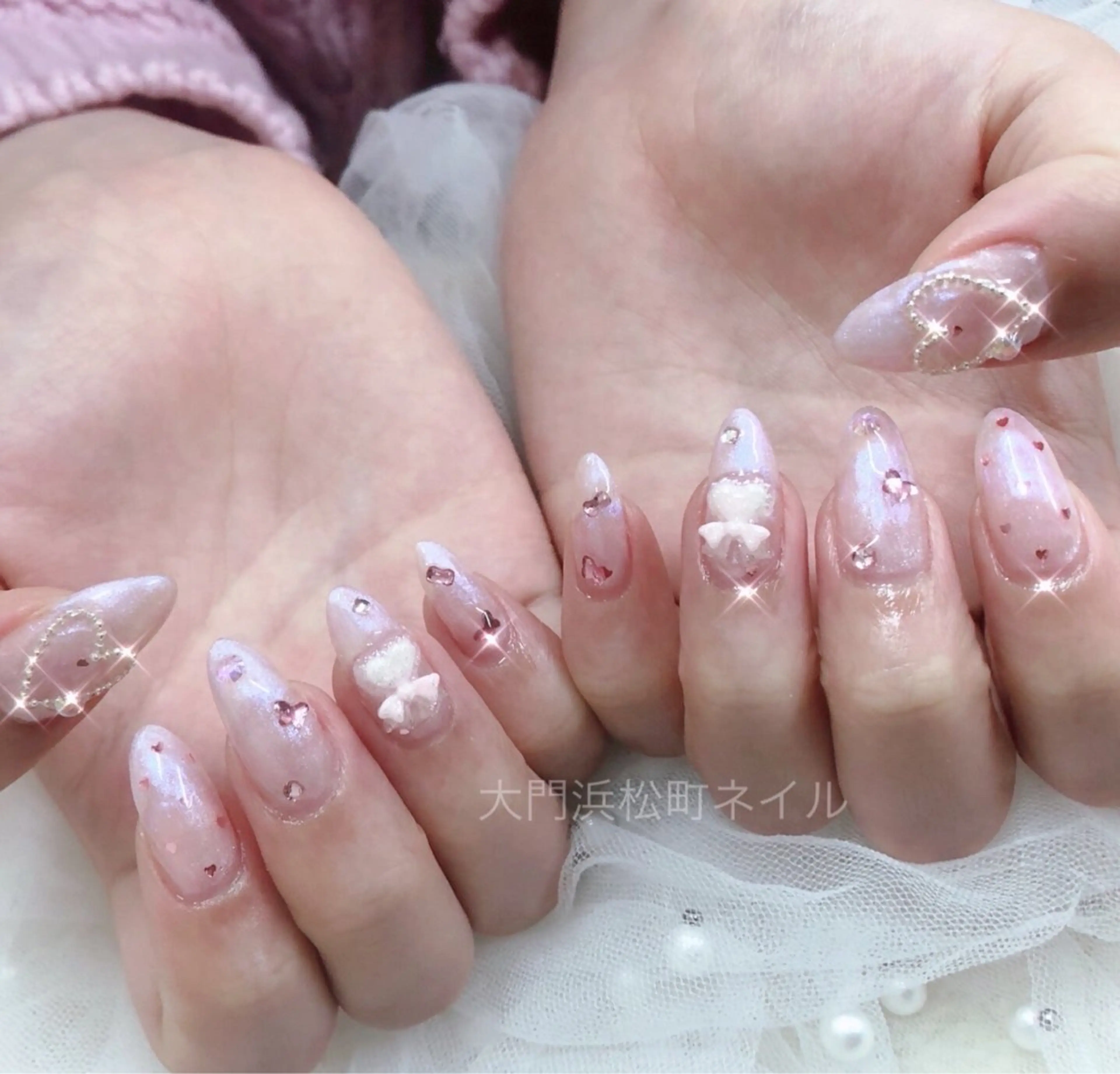 ネイル フレンチネイル ガラスフレンチ マグネットネイル ミラーネイル 持ち込み ハンドネイル ハンドケア 大門浜松町 ネイルのネイルデザイン