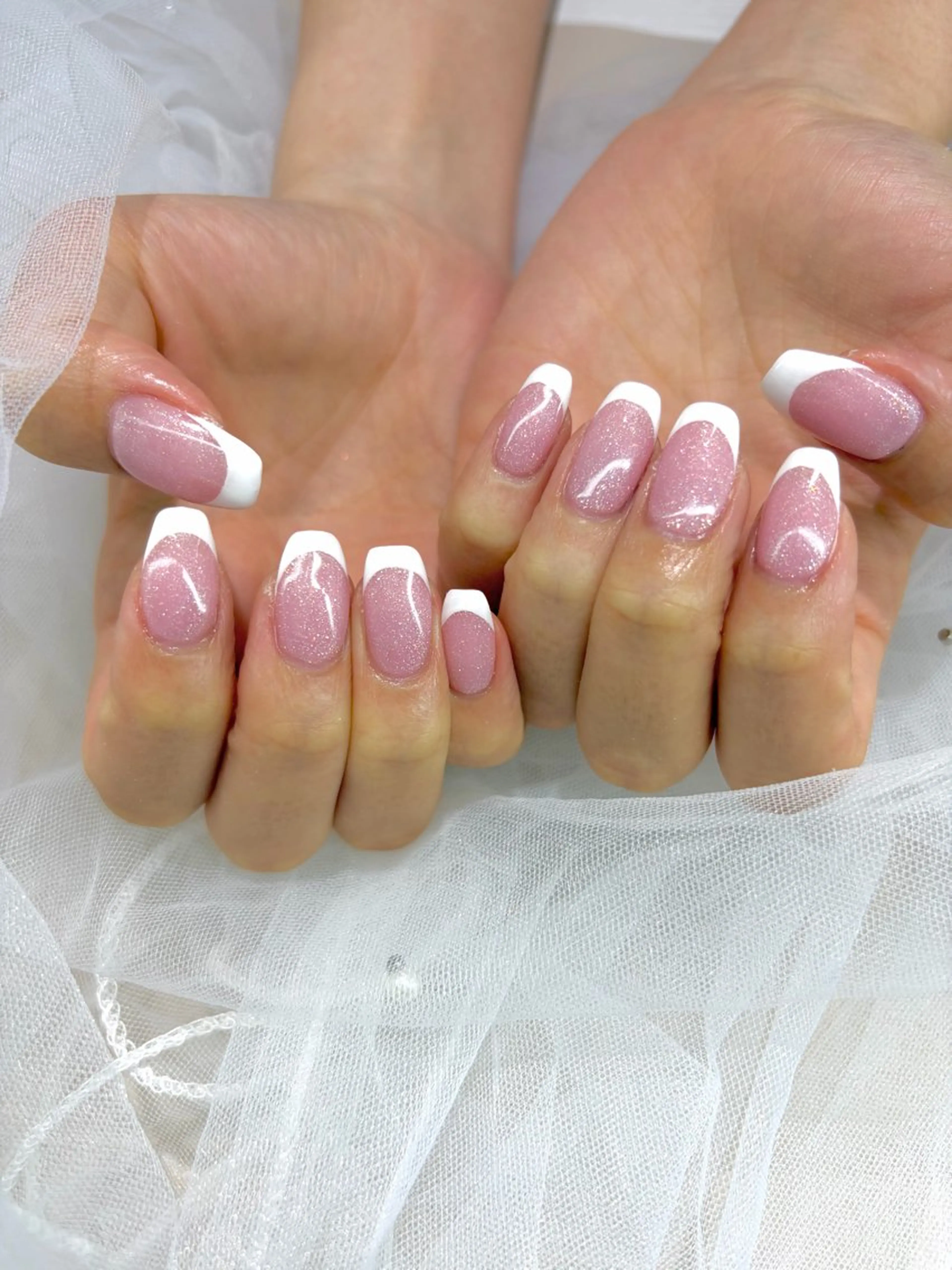 ネイル フレンチネイル キラキラネイル ピンク ハンドネイル ちゃ～み～nail ひよりのネイルデザイン