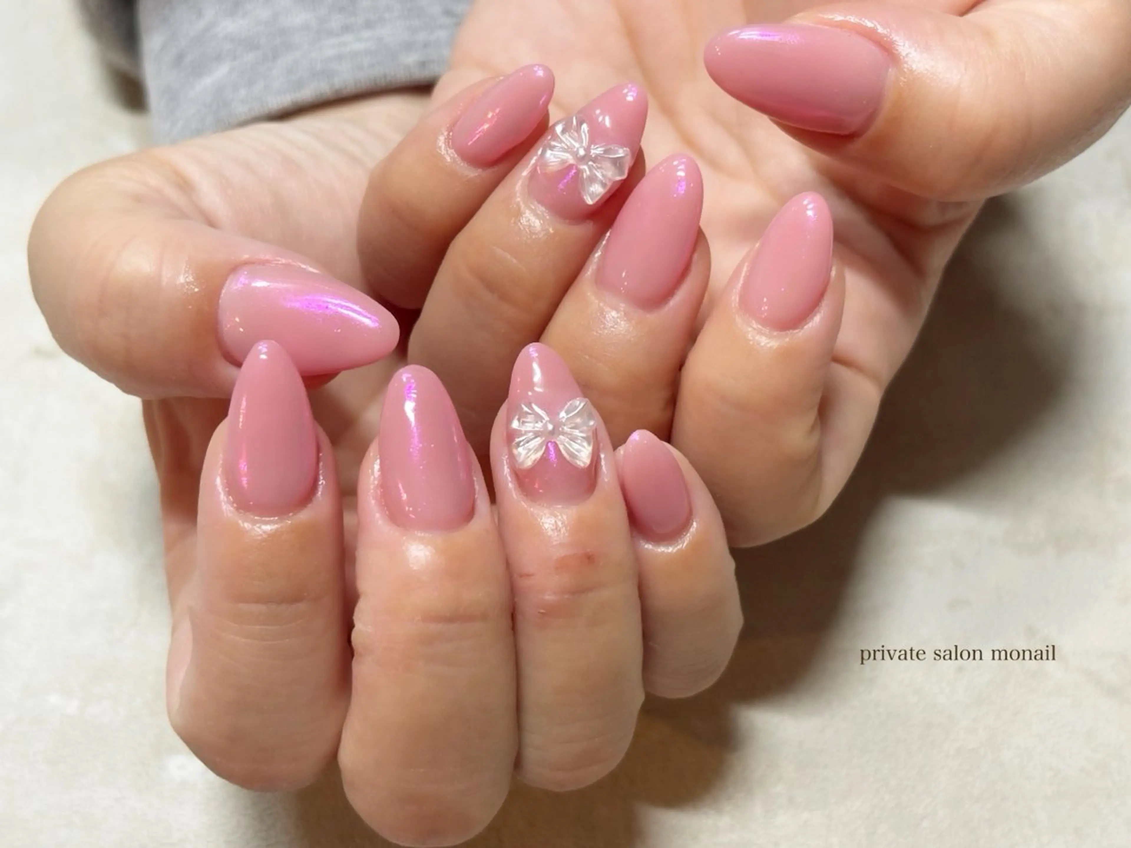ネイル オーロラネイル ピンク ハンドネイル nail salon monailのネイルデザイン