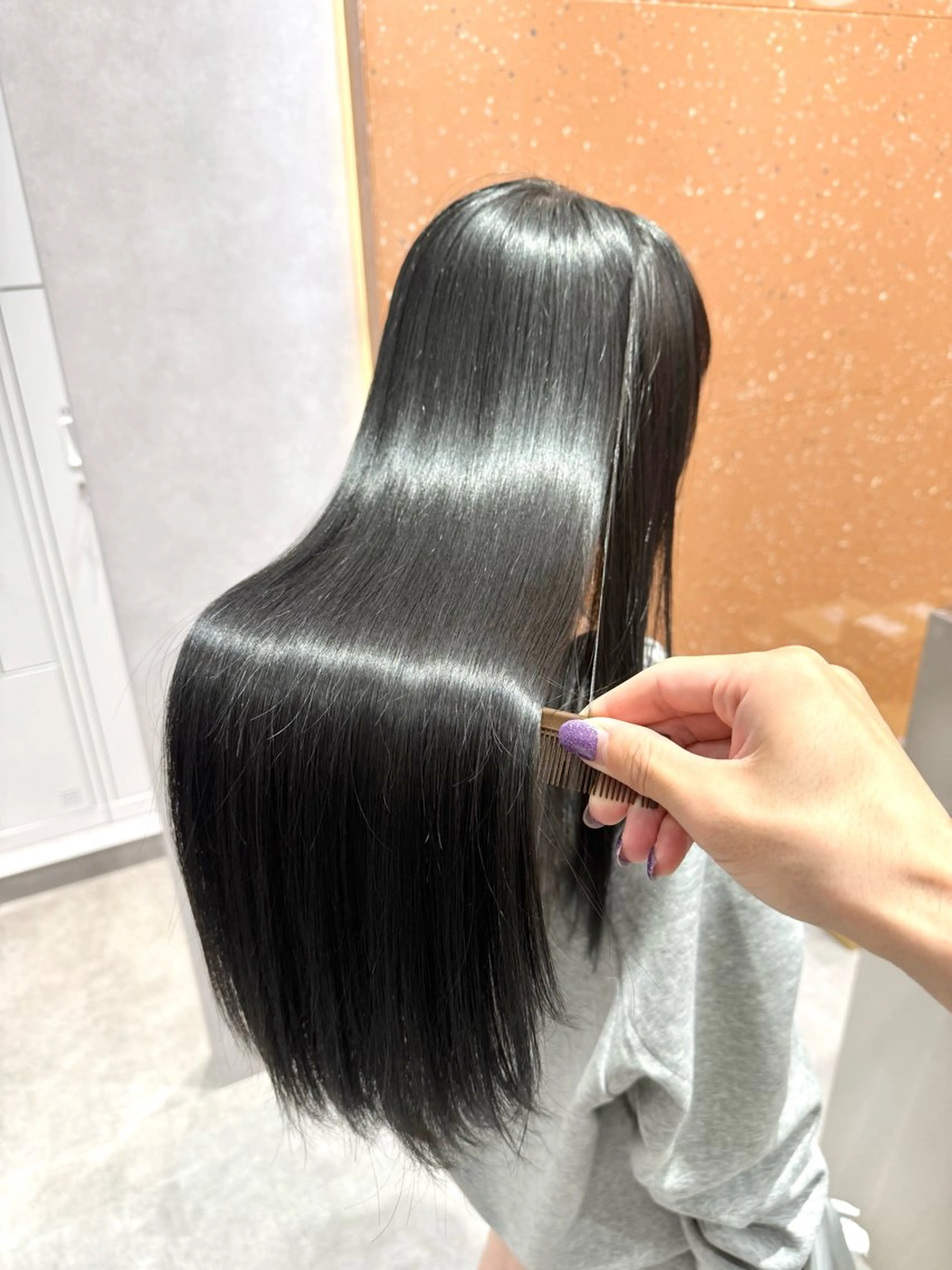 ロング パーマ ヘアアレンジ 髪質改善 縮毛矯正 トリートメント ストレートパーマ 縮毛矯正/髪質改善/ ブリーチ毛/木元渓太のヘアスタイル