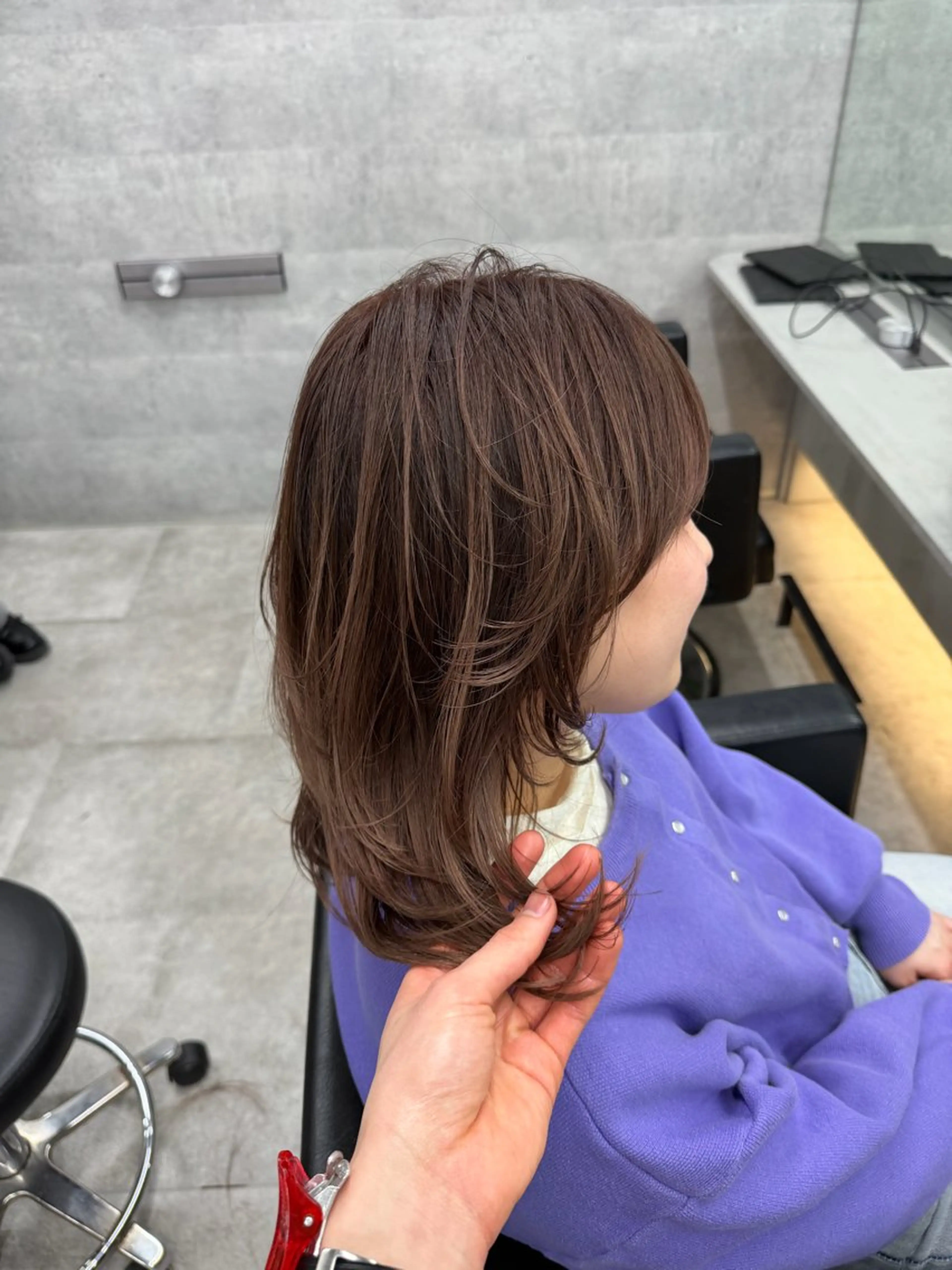 ミディアム カラー カット ヘアカラー トリートメント You/透明感カラー レイヤーカット/ボブのヘアスタイル