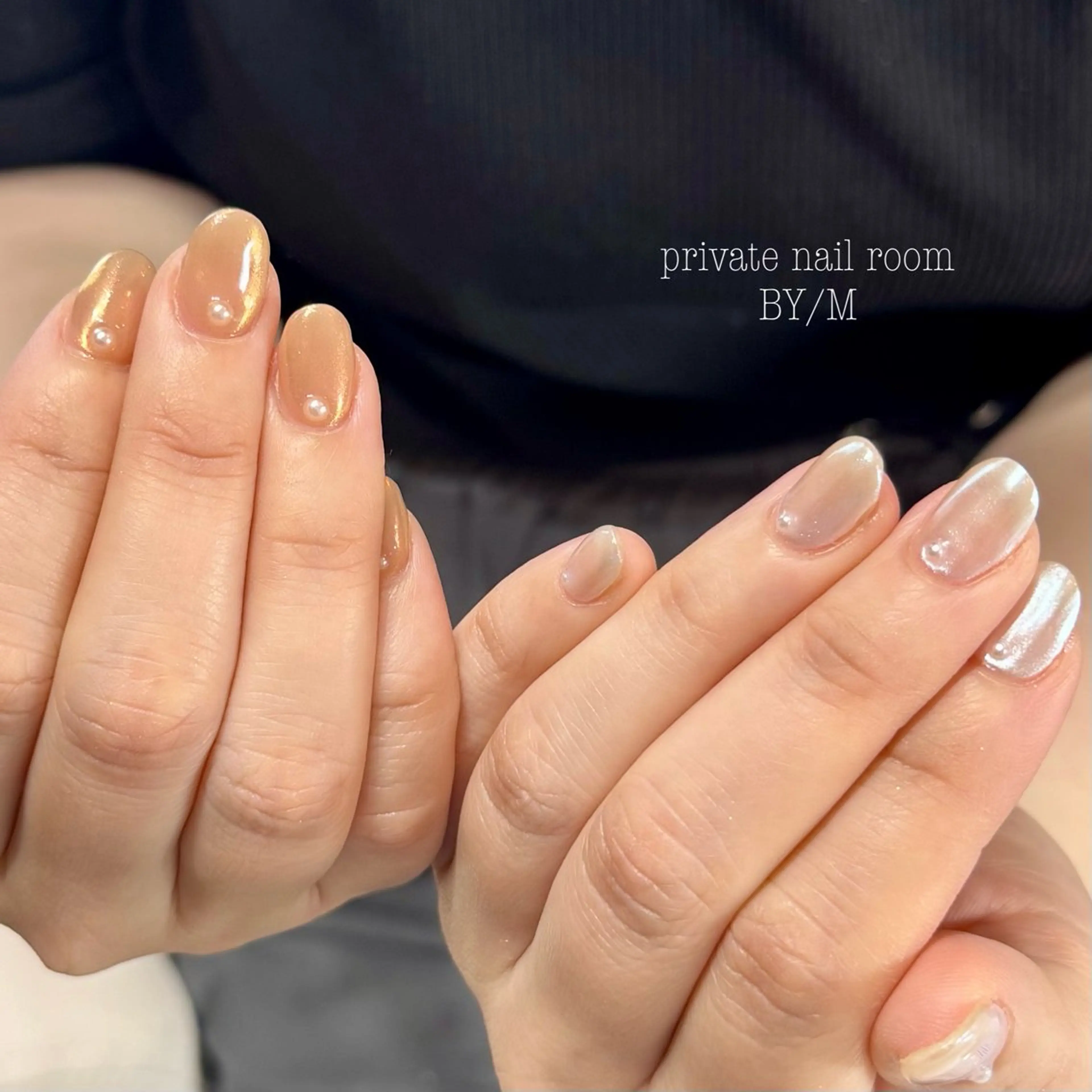 ネイル キラキラネイル 持ち込み オレンジ シンプルネイル ホワイト ハンドネイル BY / Mのネイルデザイン