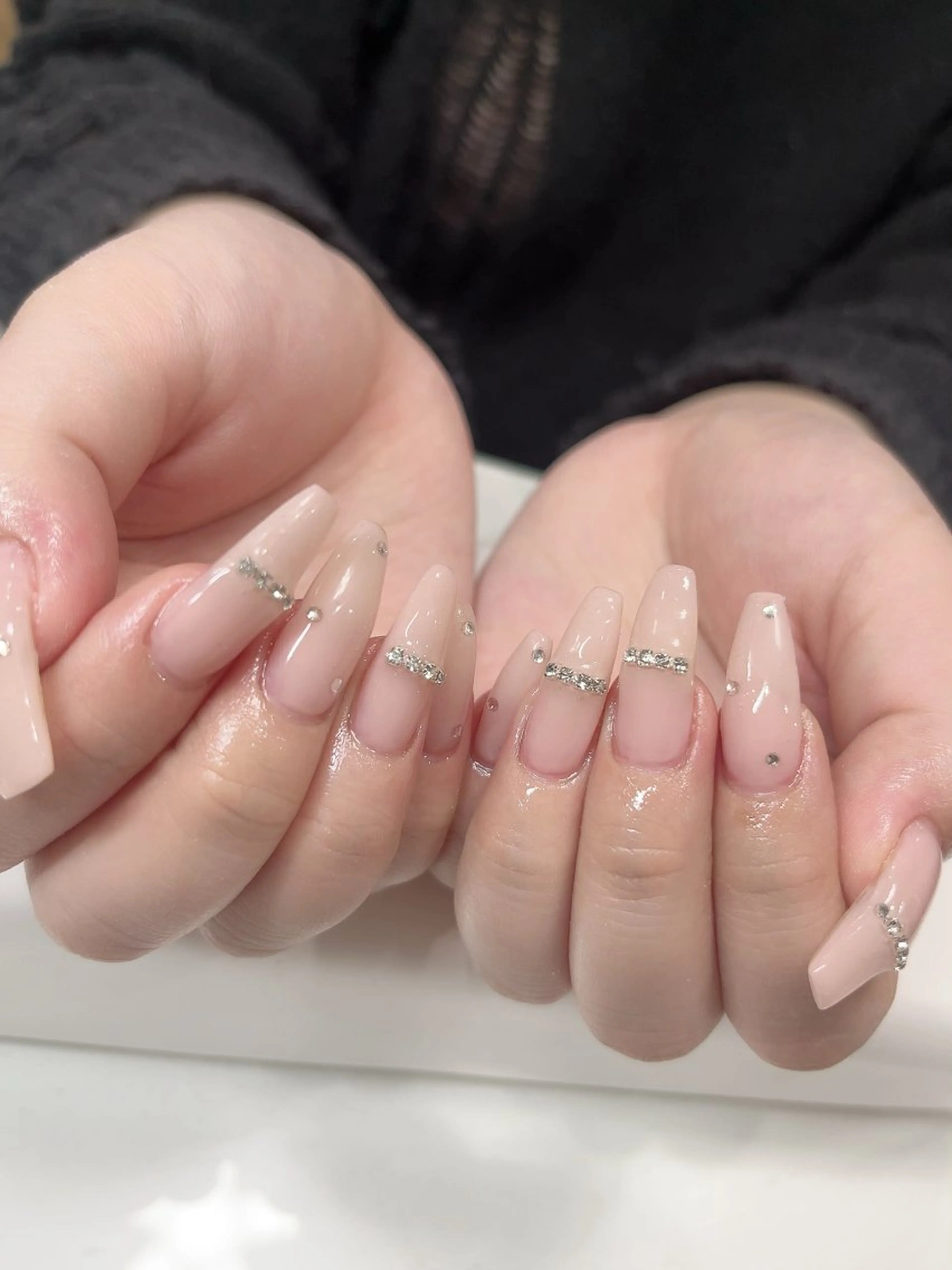 ネイル ワンカラーネイル ストーンネイル wooone所属・鶴橋wooone nail.rieのネイルデザイン