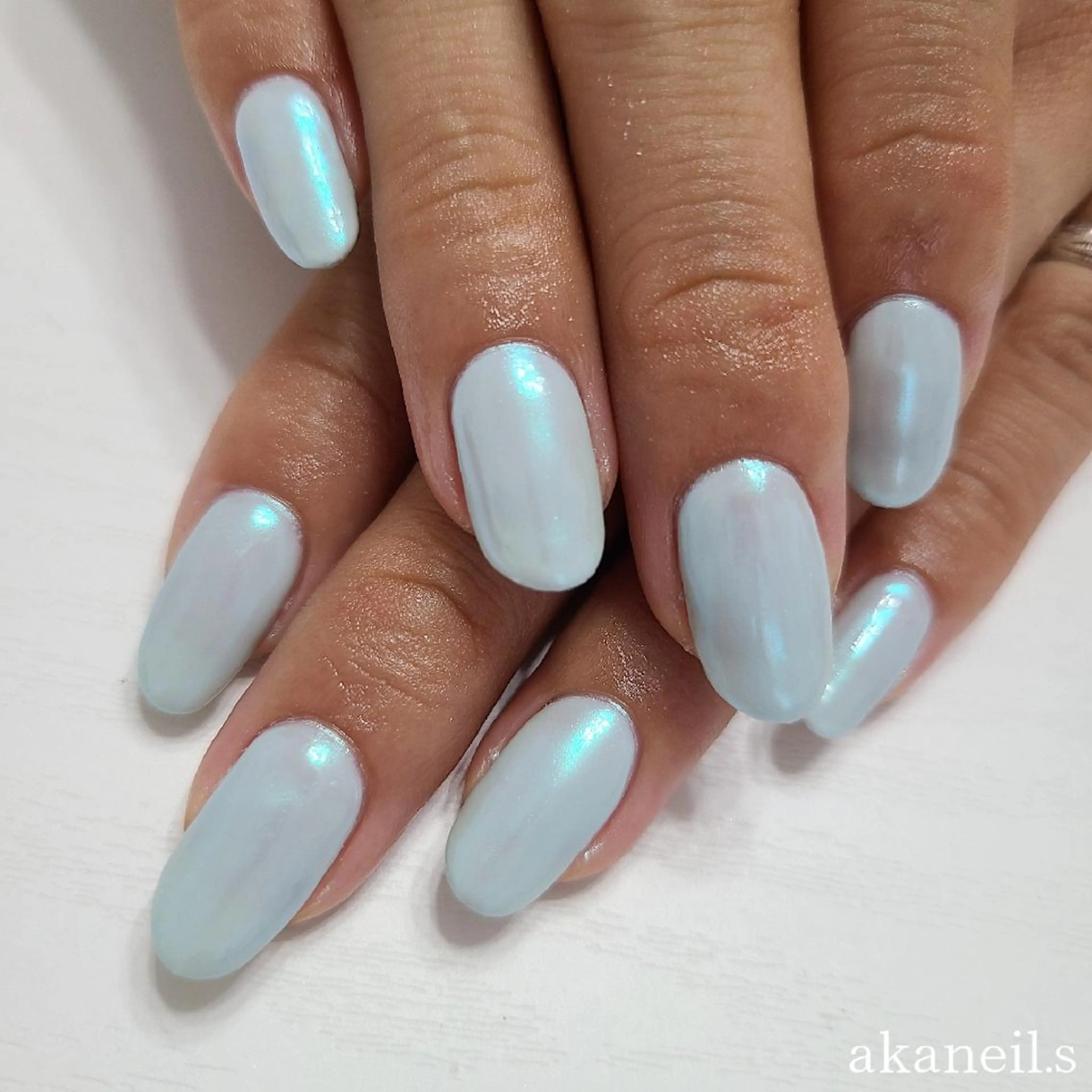 ネイル オーロラネイル ブルー パステルネイル 【akaneils】 アカネのネイルデザイン