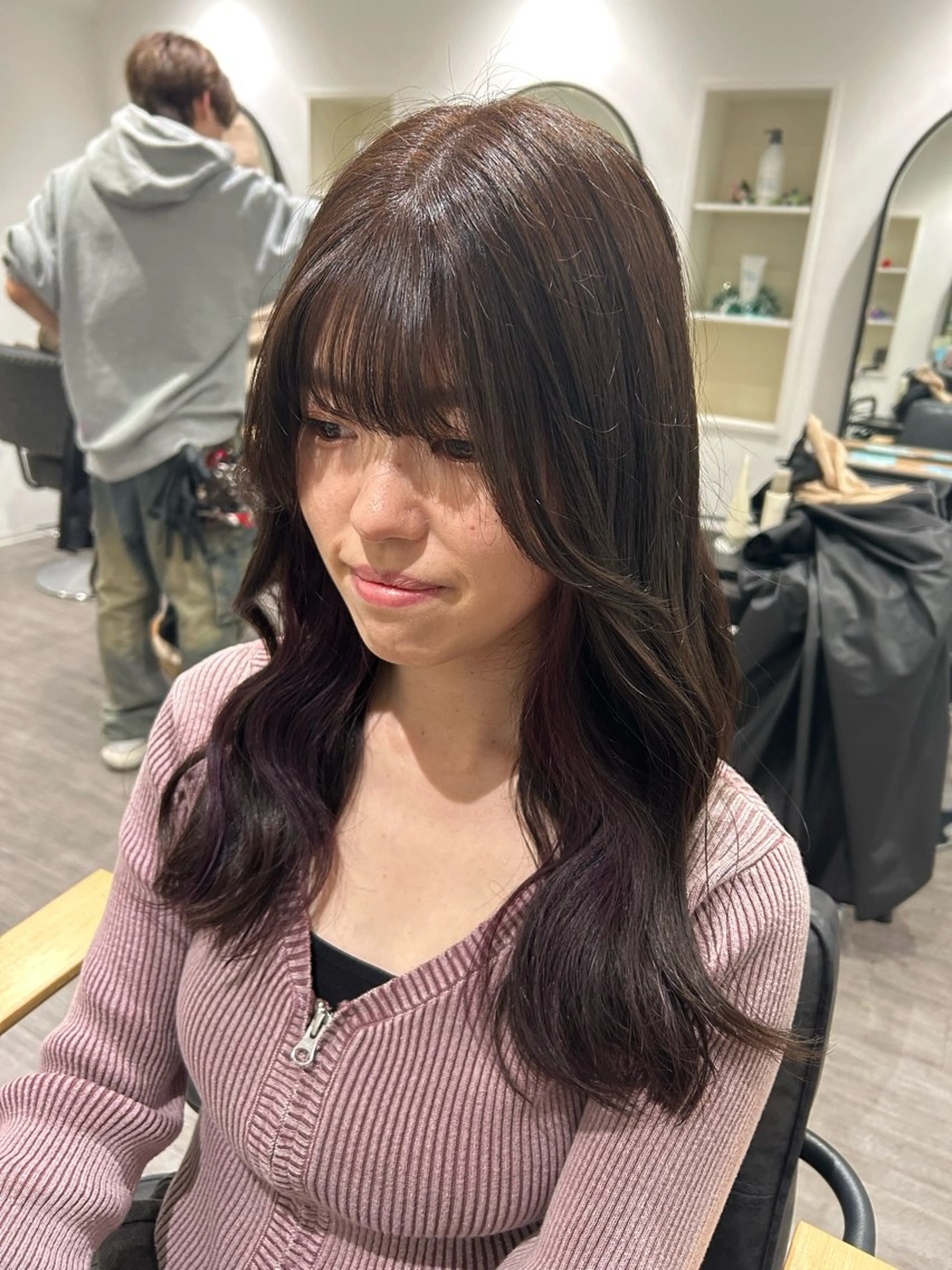 ロング カラー ヘアアレンジ ピンクカラー ローズカラー ヘアカラー トリートメント cocotte 💟草間紫音💟のヘアスタイル