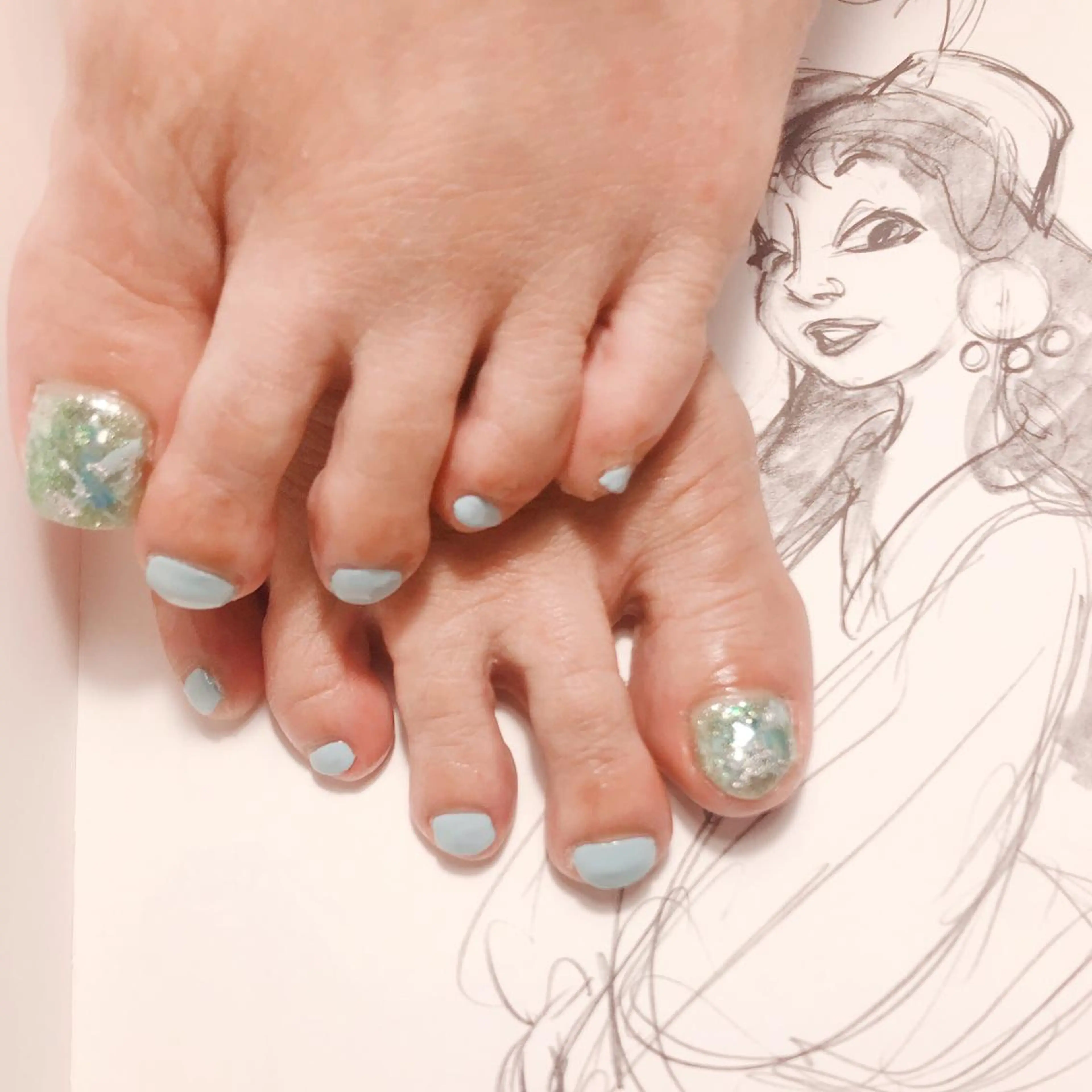 ネイル フットネイル ラメ(グリッター) owlnail /持込みデザイン専門のネイルデザイン