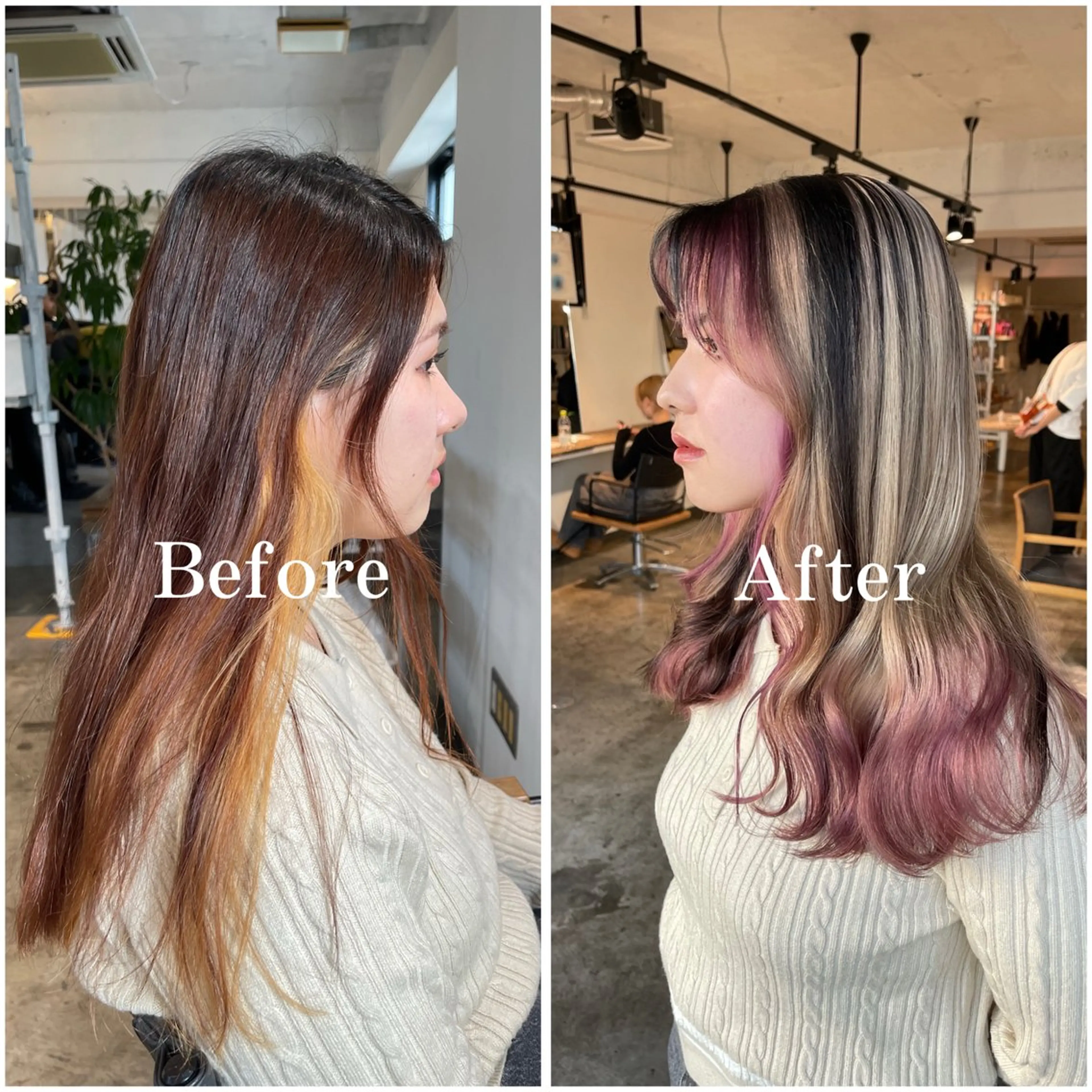 ロング カラー ブリーチ ケアブリーチ デザインカラー 似合わせカット ムラ修正/ ハイトーン💖Riaのヘアスタイル