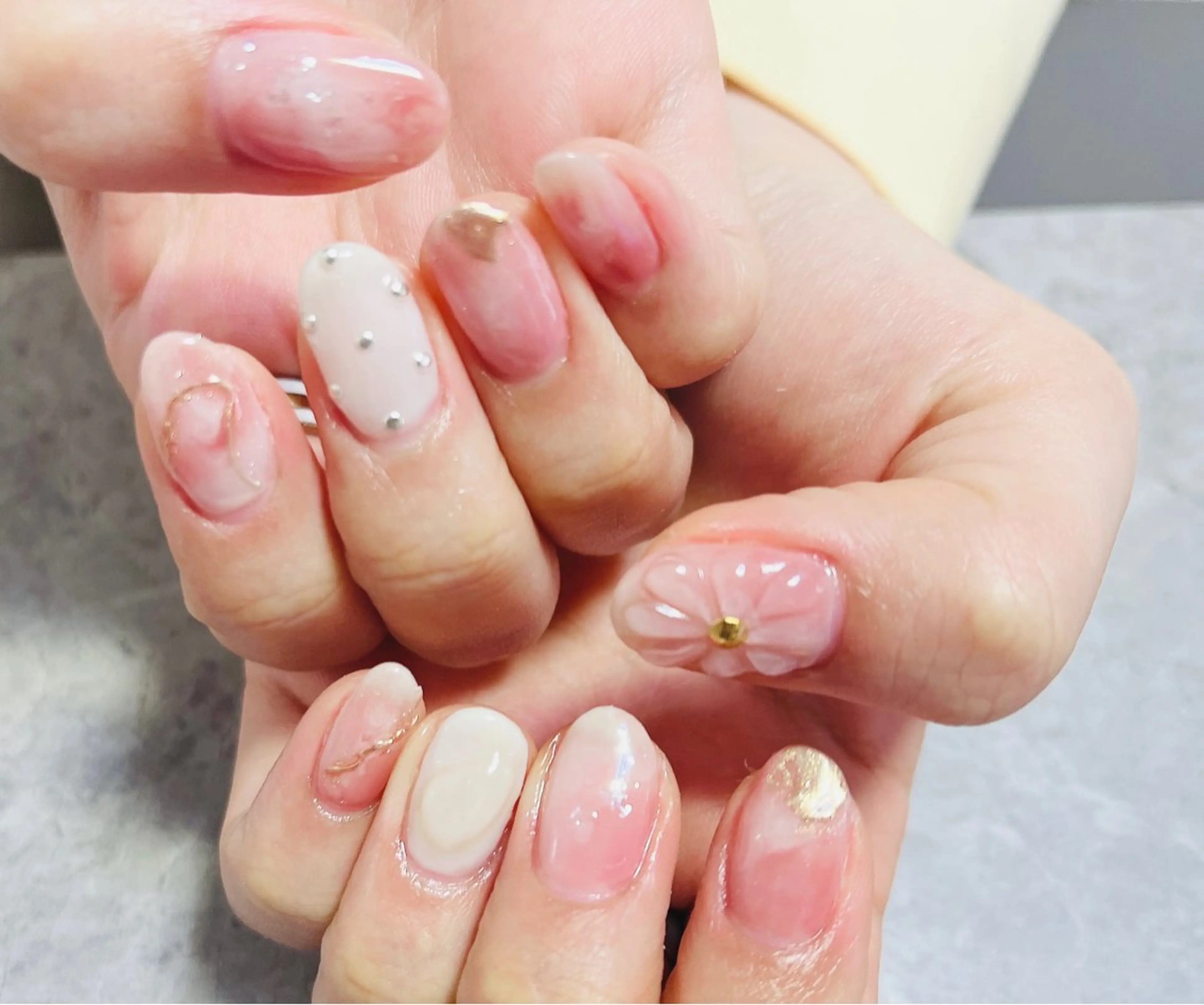 ネイル アートネイル クリアネイル 持ち込み ピンク 春ネイル ハンドネイル ハンドケア ベテランネイル cnc  nailのネイルデザイン