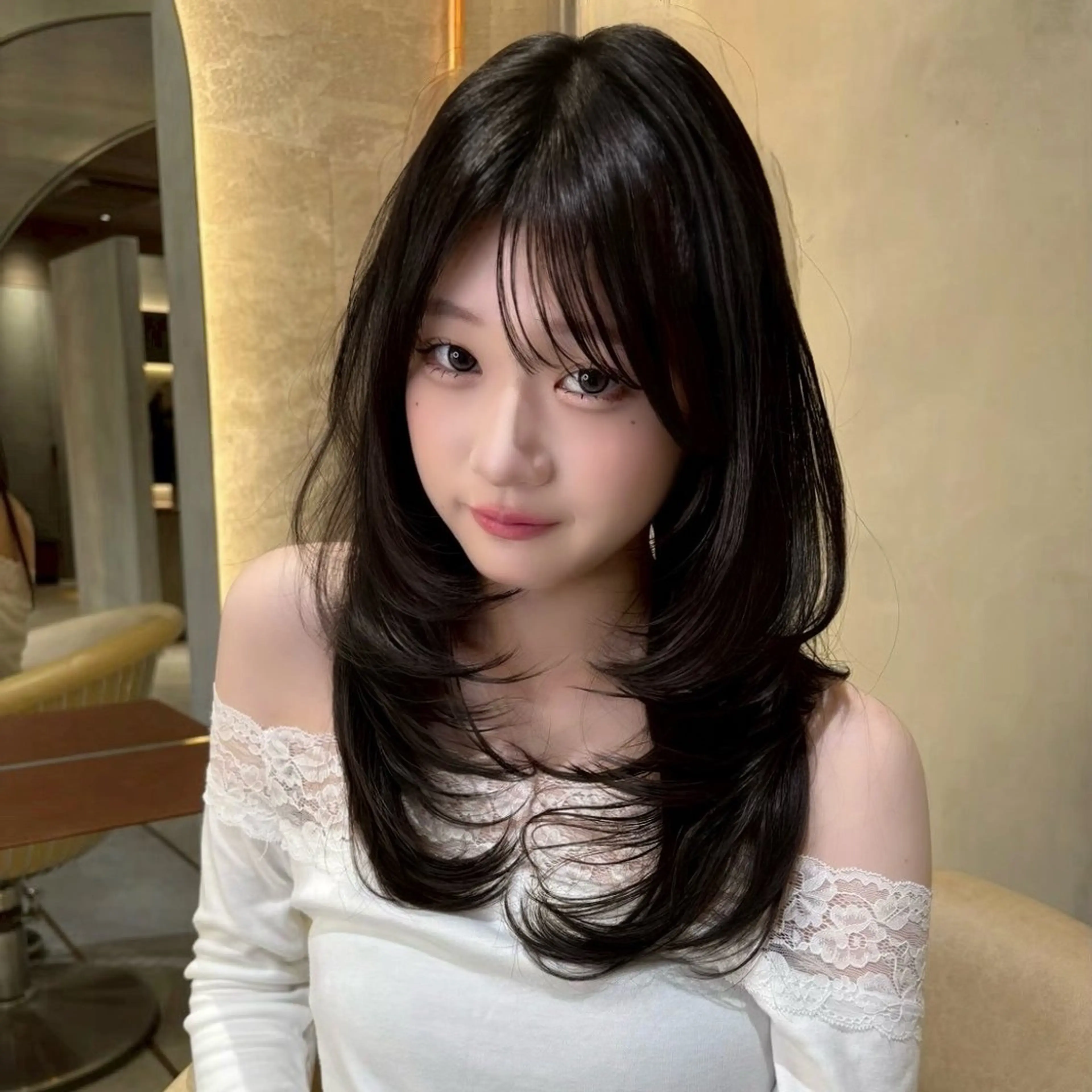 セミロング カット 縮毛矯正 トリートメント 似合わせレイヤー・ボ ブ タナカ レイヤのヘアスタイル