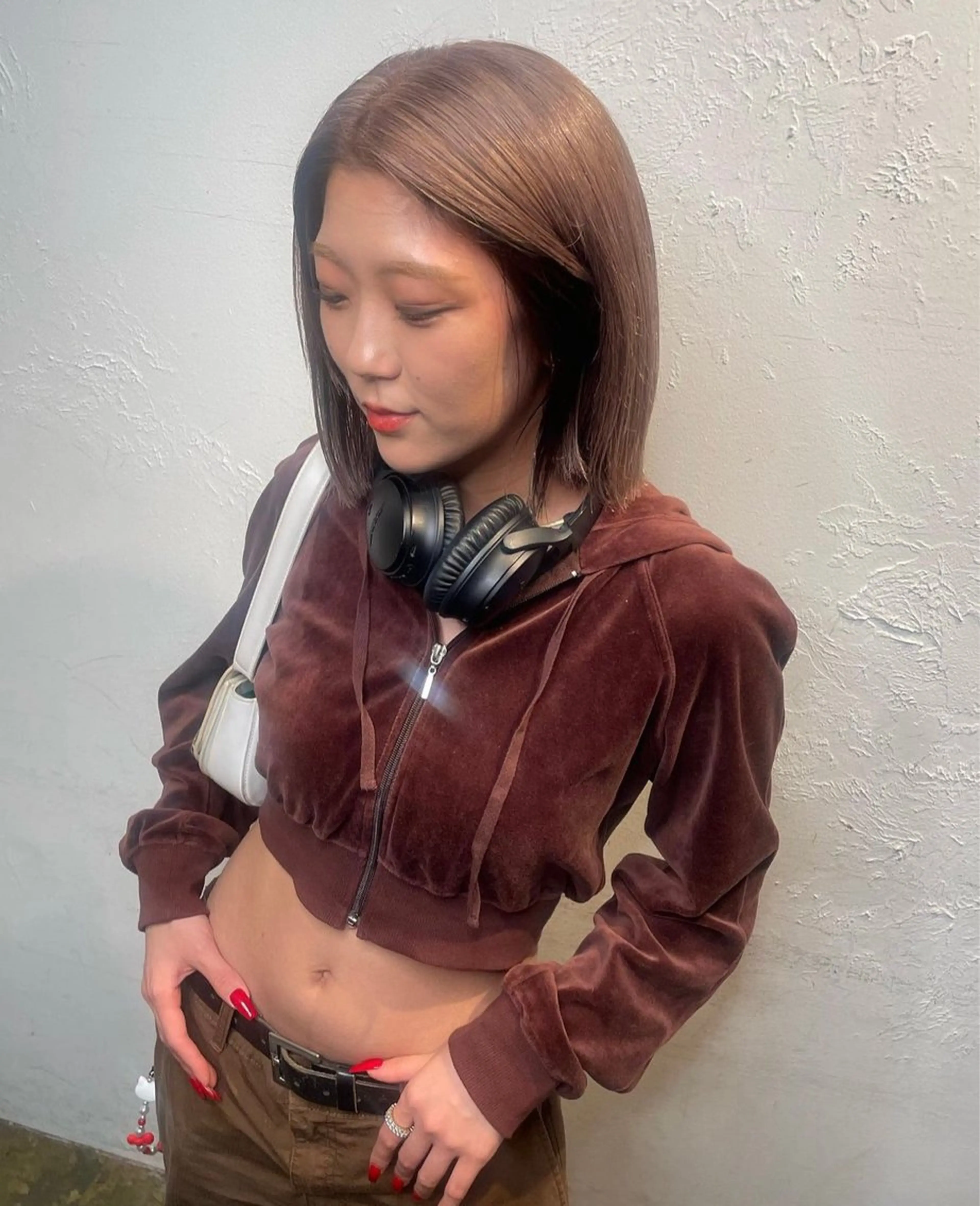 ミディアム カラー ダブルカラー RINA ブリーチ / 海外レイヤーのヘアスタイル